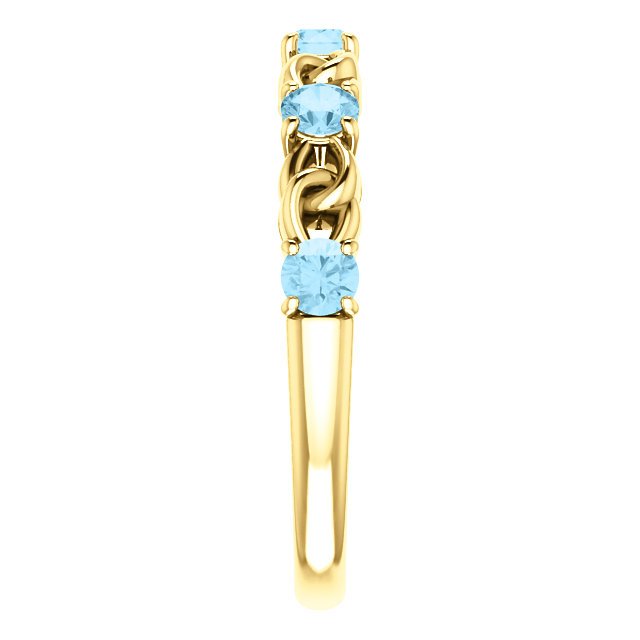 14K Gold 0.50 CTW Aquamarine Stackable Link Ring for Women - Dainty Layering Jewelry for Everyday Wear, Gift for Her, Wedding, Anniversary & Special Occasions