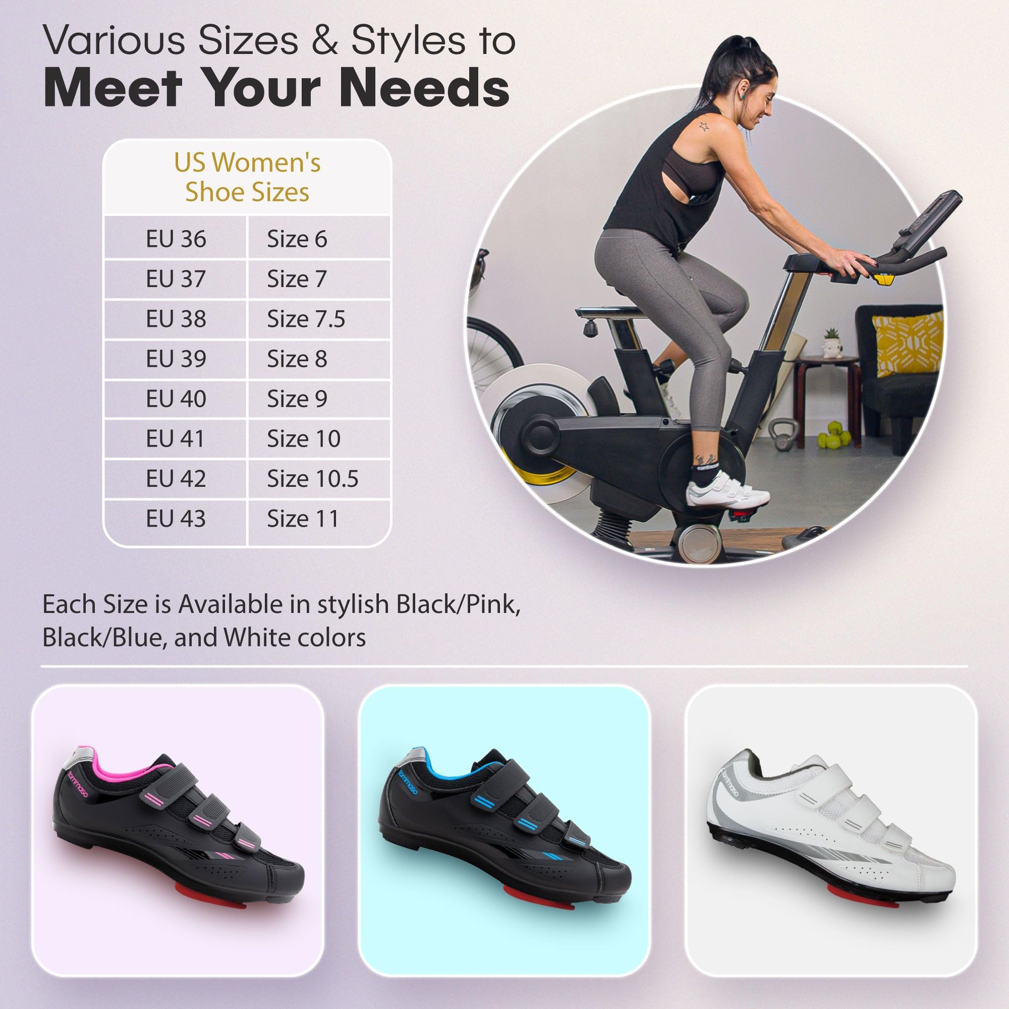 Tommaso Pista Women's Cycling Shoes - SPD & Delta Cleat Compatible for Peloton & Indoor Spin Bikes - Perfect for Indoor Cycling, Spin Classes & Road Biking