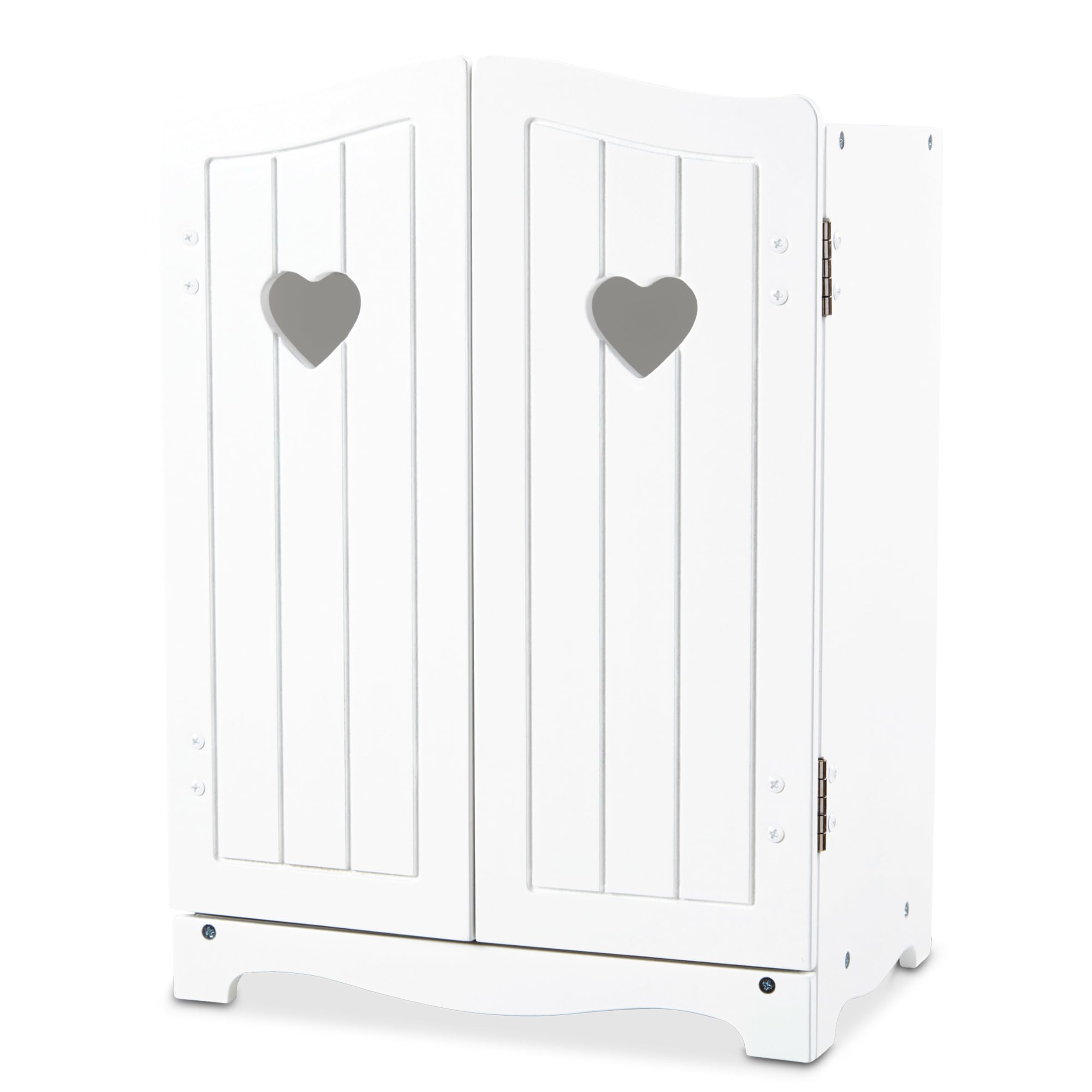 Melissa & Doug Wooden Doll Wardrobe - White Play Armoire for Dolls & Stuffed Animals (17.3