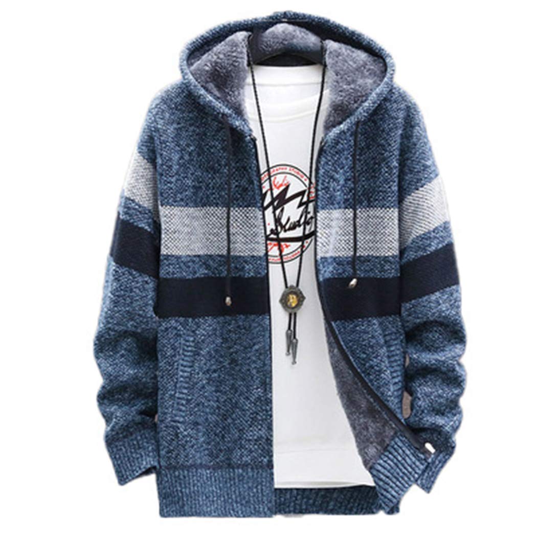 Men's Thick Knitted Hooded Sweater Cardigan - Winter Warm Cozy Pullover for Casual Wear | Perfect for Outdoor Activities, Lounging & Cold Weather