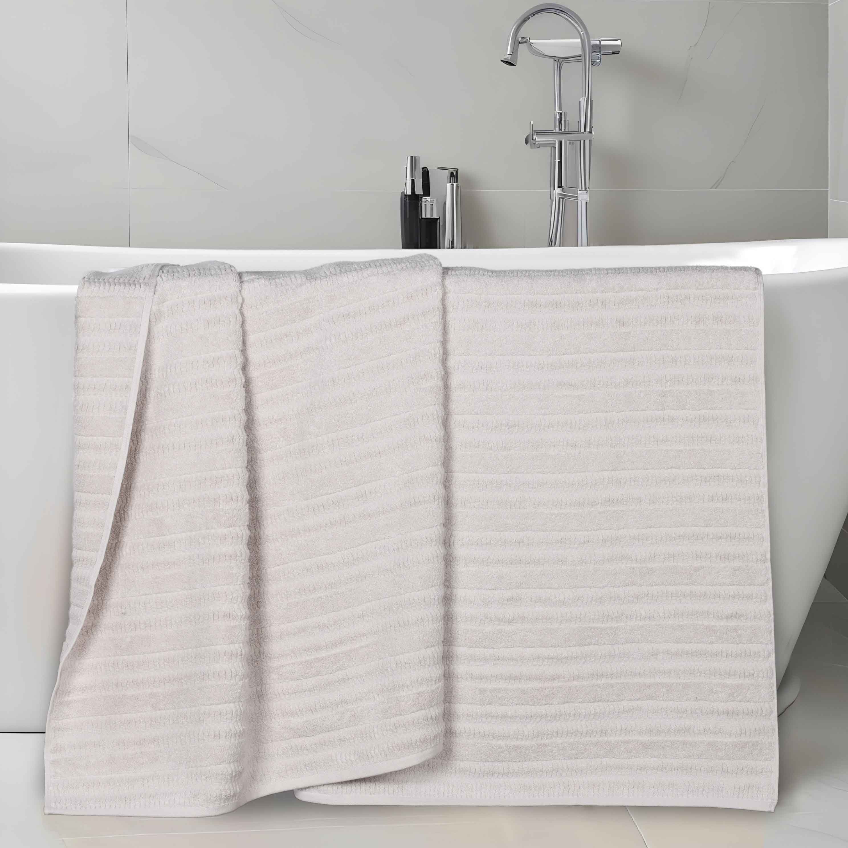Premium Mika Smart Twist Cotton Bath Sheets - Ultra Soft & Absorbent, Set of 2 - Luxury Vertical Ribbed Design for Spa, Hotel & Home Bathroom Use