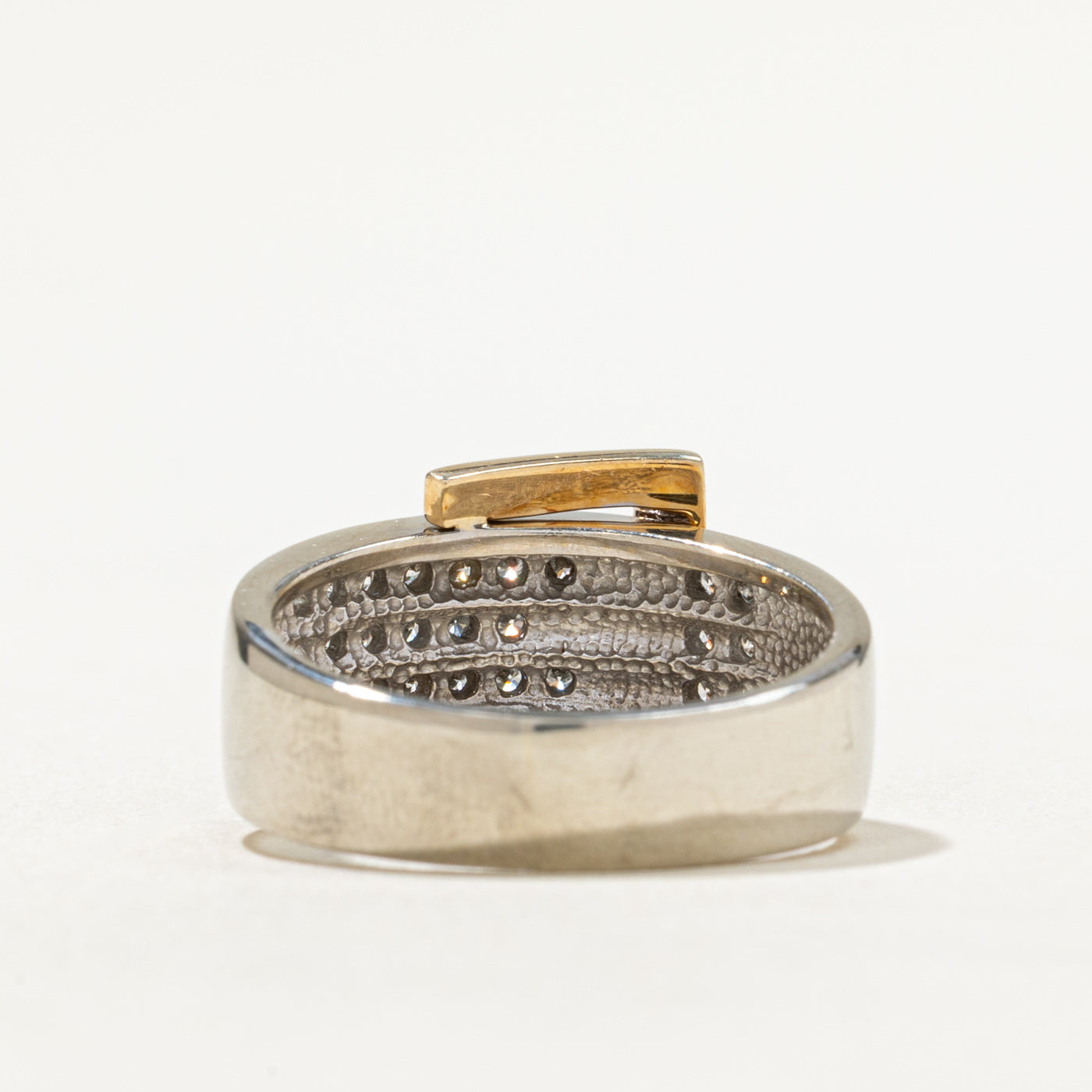 Pavé Set Diamond Buckle Ring - 0.31ctw White Gold Wedding Band, Size 7.75 - Perfect for Engagement, Anniversary & Bridal Jewelry Gifts