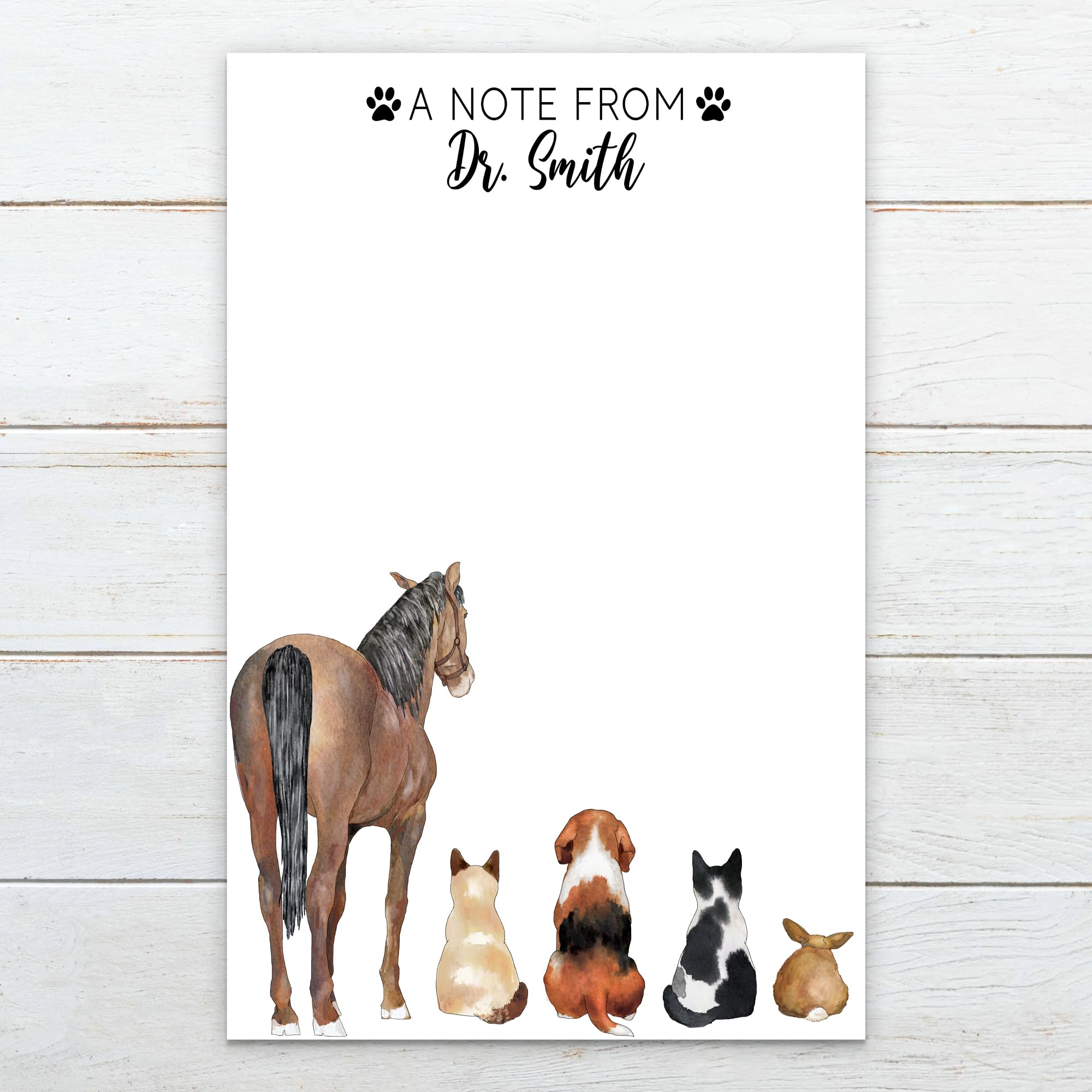 Personalized Veterinarian Notepad with Name & Animals - Custom Vet Tech Gift for Patient Notes, Vet Tech Week & Writing Paper - Ideal for Clinics, Appointments & Daily Veterinary Use