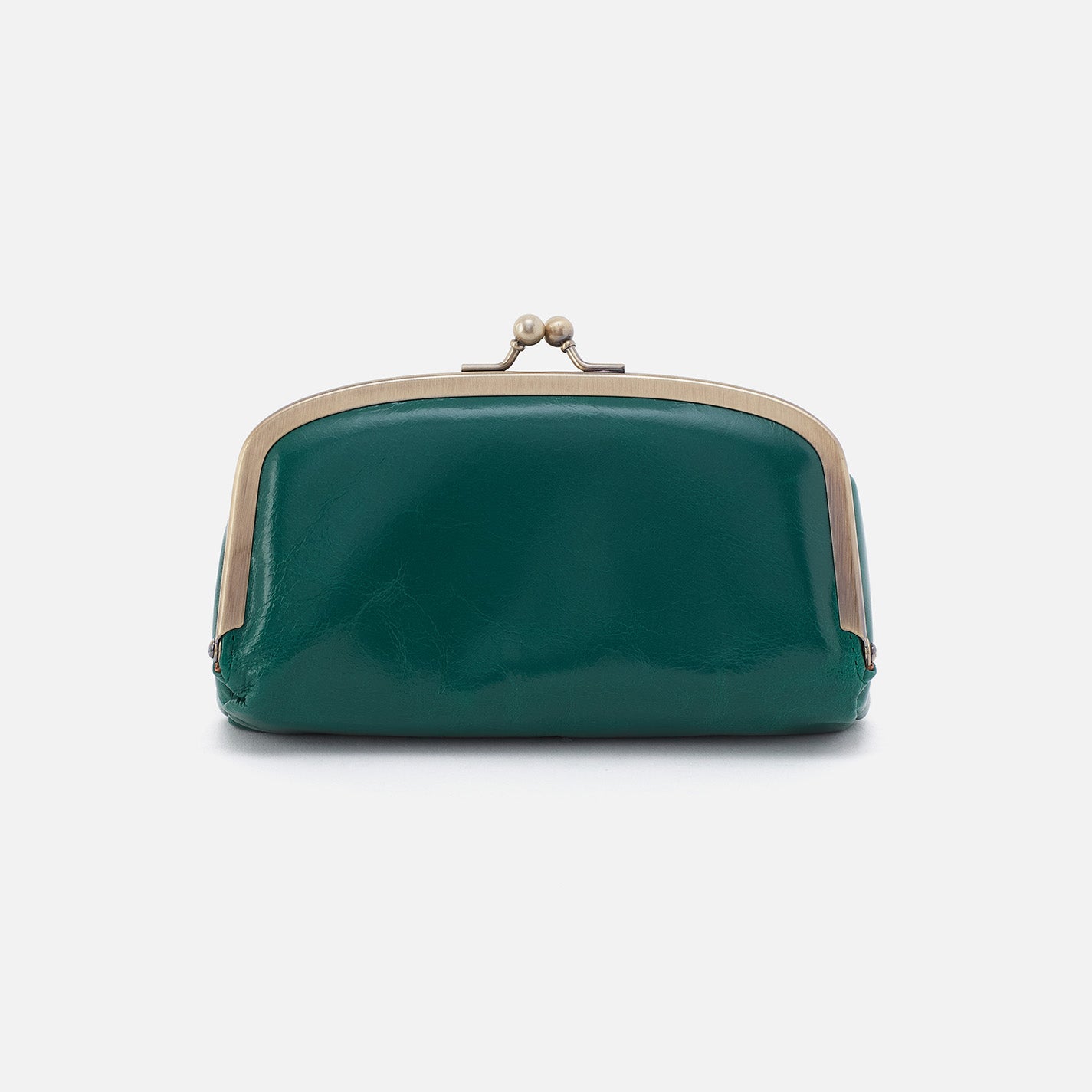 Premium Polished Leather Face Frame Pouch in Alpine Green - Stylish Travel Organizer for Makeup & Essentials