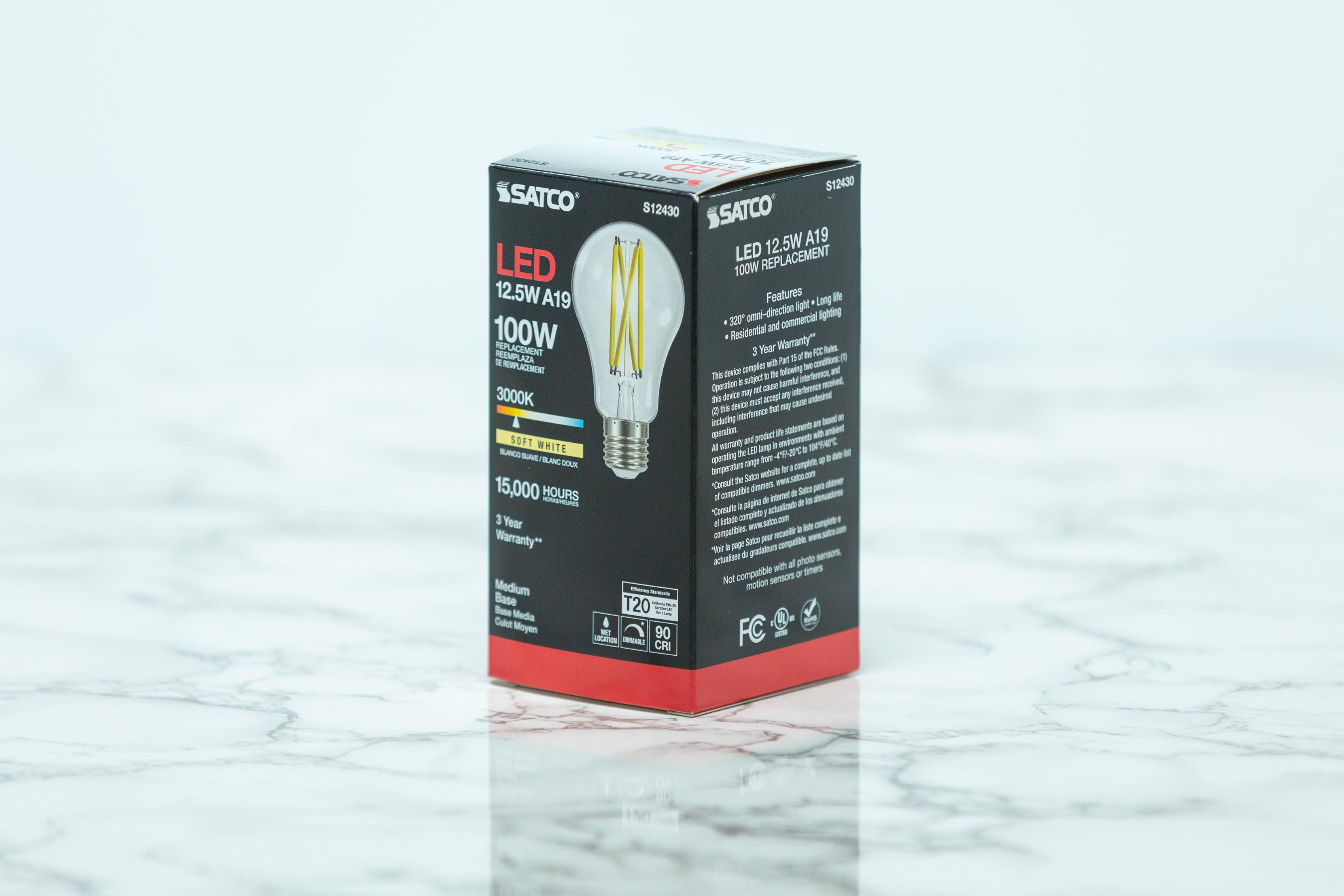 Satco A19 Standard LED Light Bulb - 7W 60W Equivalent, 800 Lumens, E26 Base, Warm White 2700K, Energy Saving Light Bulbs for Home, Bedroom, Living Room, Office Lighting