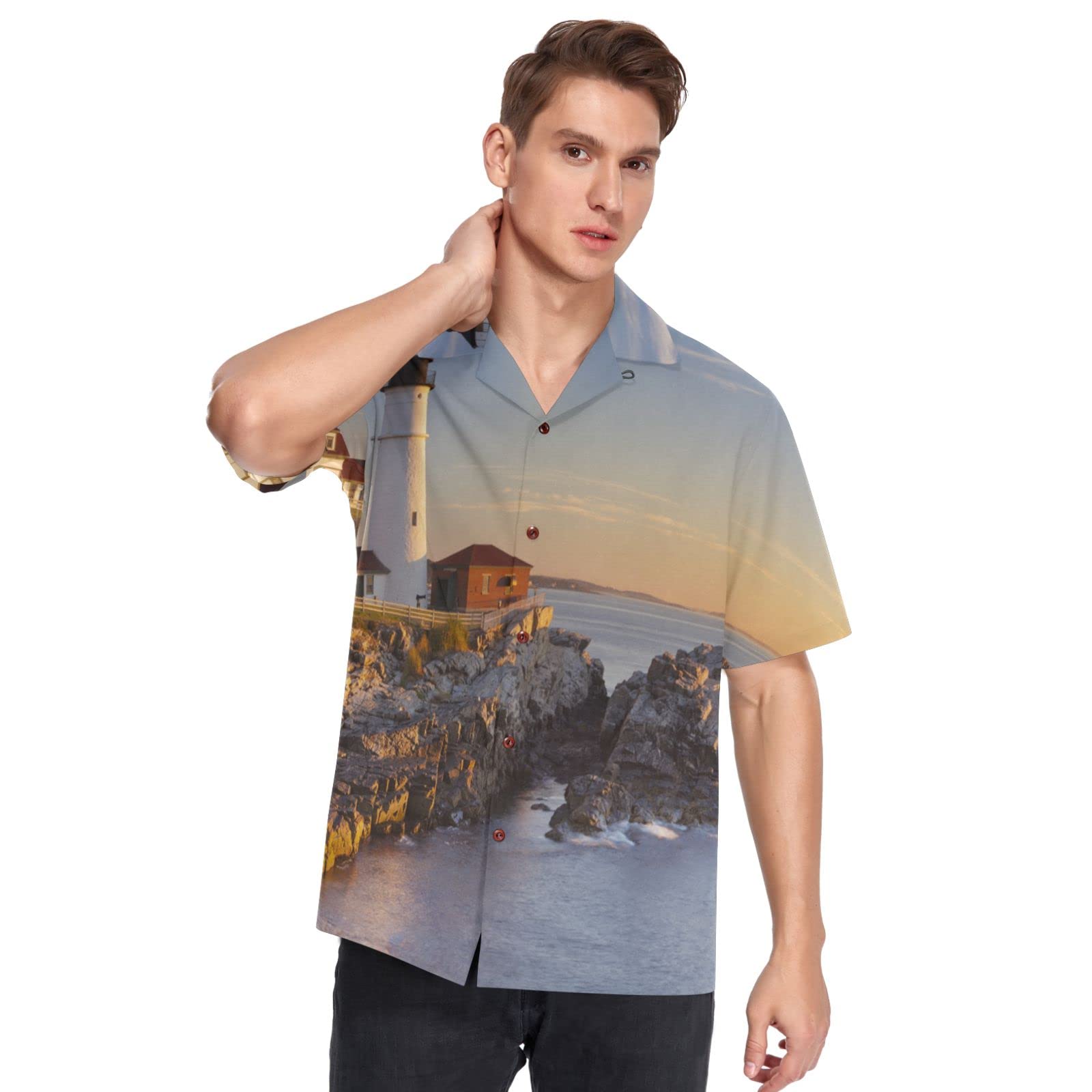 **Men's Hawaiian Shirts Short Sleeve - Tropical Aloha Shirt for Summer, Beach & Casual Wear - Lightweight Breathable Fabric for Vacation, Luau & Outdoor Activities**