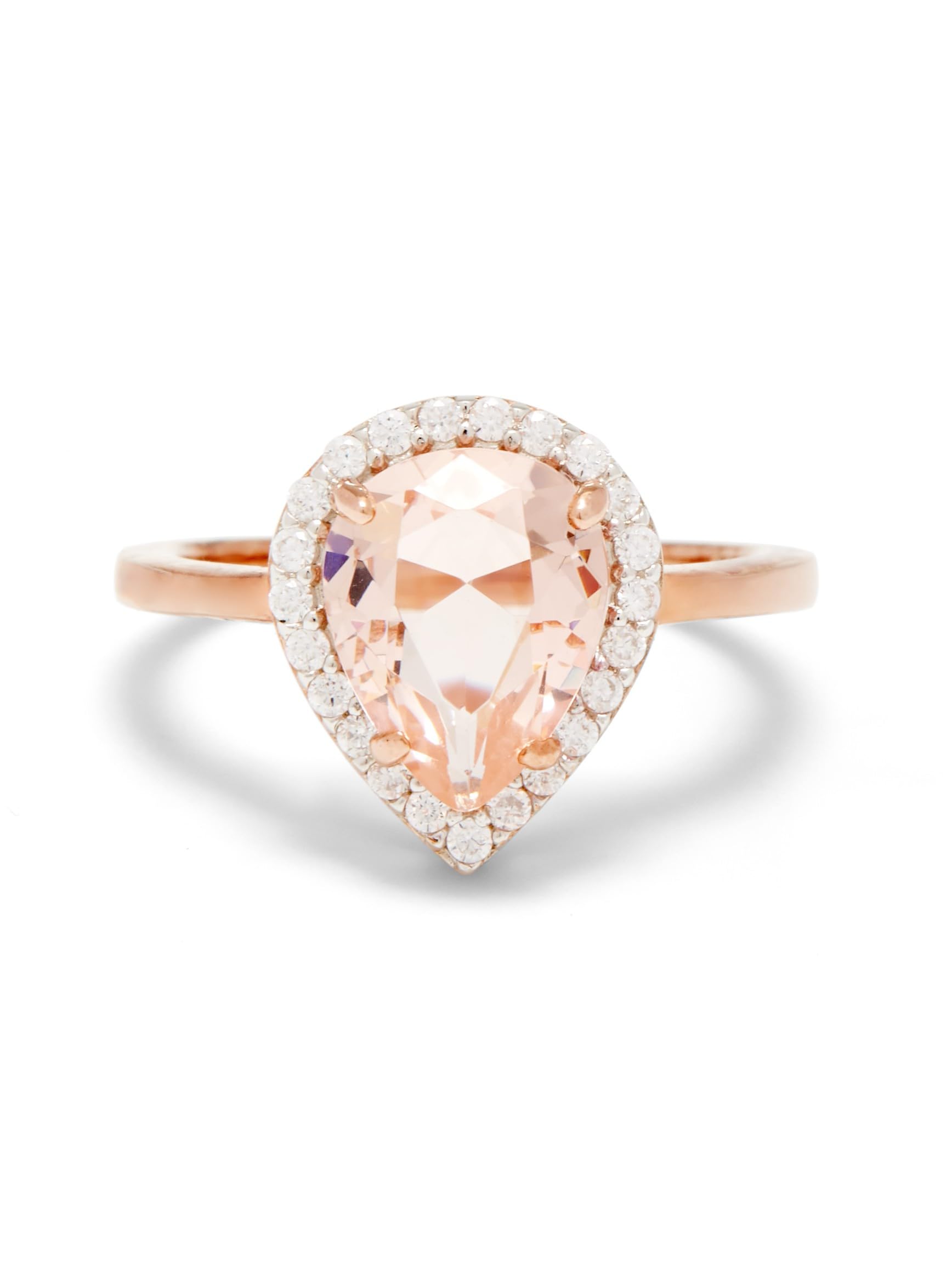 EVE'S ADDICTION Pear Cut Morganite Rose Gold Engagement Ring for Women - Promise Ring, Wedding Band, Anniversary Gift for Her, Mom, Wife - Perfect for Proposals, Valentine's Day & Special Occasions