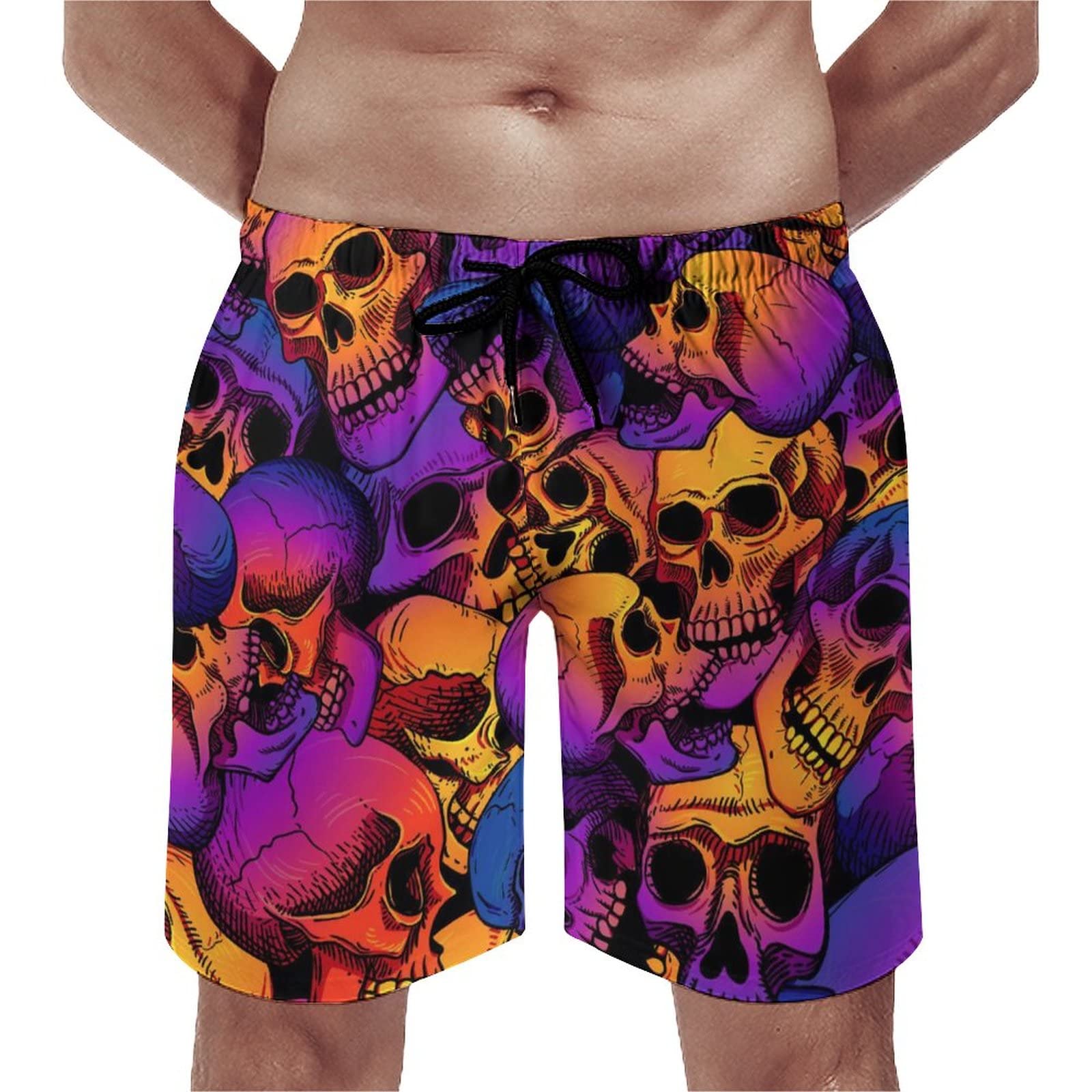 Women's Quick Dry Swim Trunks with Skull Print - Seamless Fashion Swim Shorts for Women & Girls - Perfect for Beach, Pool & Summer Water Activities