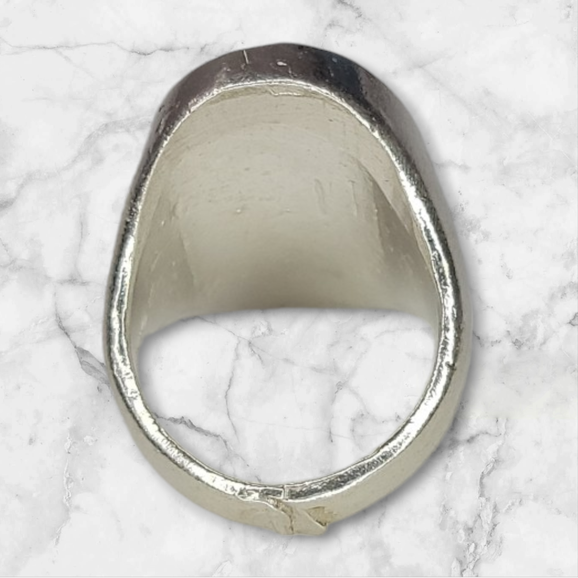 Solid Sterling Silver Inlay Oval Blank Ring Setting - Rough Cast DIY Jewelry Making for Silversmiths - Size 8-11 - Perfect for Carving, Engraving & Custom Jewelry Designs
