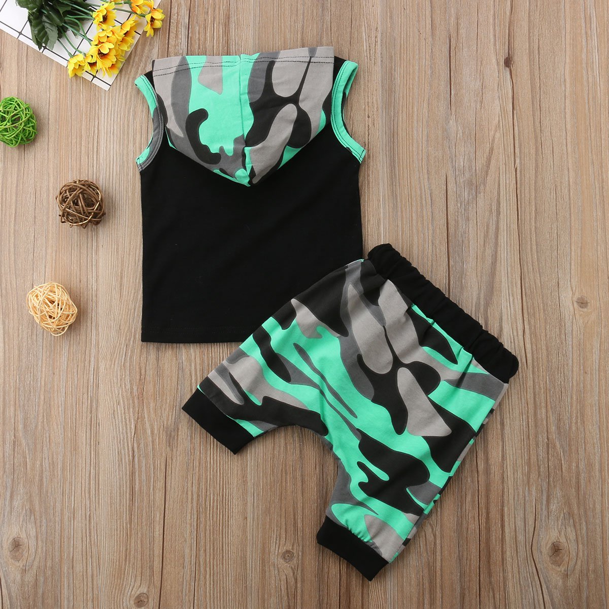 Toddler Boys Summer Outfits - 2-Piece Sleeveless Hooded Shirt & Shorts Set | Breathable Cotton Playwear for Active Kids | Perfect for Playdates, Beach Trips & Summer Adventures