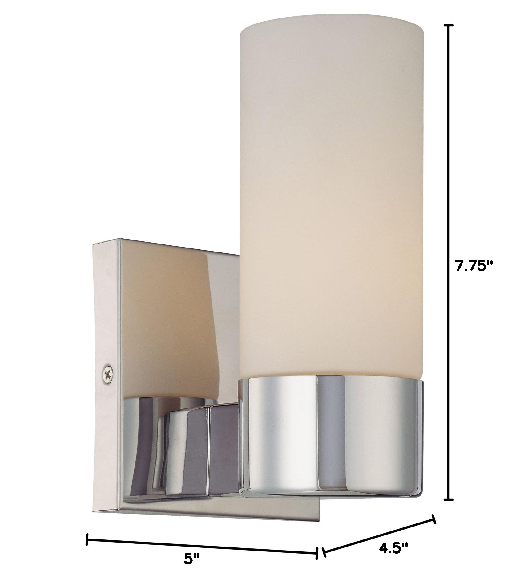 Minka Lavery 6211-77 Chrome Wall Sconce Light Fixture - Reversible Glass Shade, Damp Rated for Bathroom & Vanity, 60W Single Bulb - Perfect for Bathroom Lighting, Hallway Accent, and Bedroom Decor