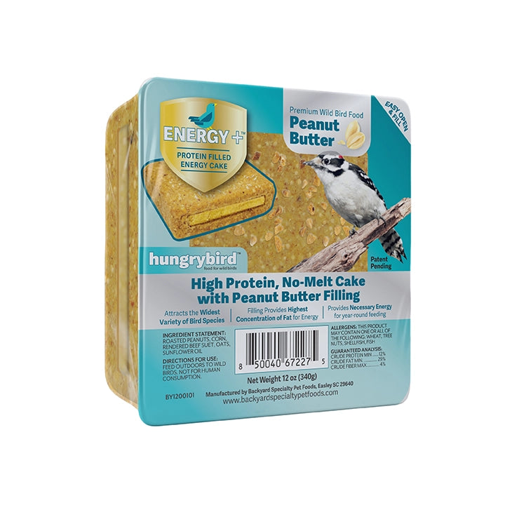 Energy+ Suet Cakes with Peanut Butter Filling - High Protein Wild Bird Food, 12 Pack - Attract Woodpeckers, Bluebirds & Backyard Birds - Perfect for Winter Feeding & Bird Watching