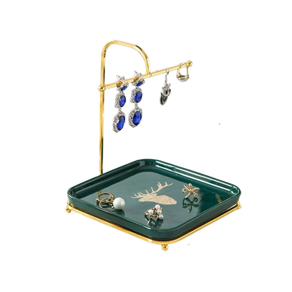 YANMAN Detachable Hanging Jewelry Display Stand with Square Tray - Tabletop Earring Necklace Bracelet Ring Watch Organizer for Boutique Store, Home Decor & Gift Wrapping Station