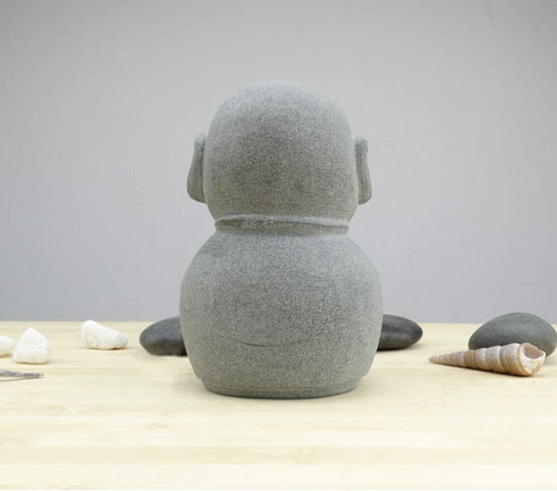 Hand Carved Stone Jizo Buddha Statue - Meditation Monk Sculpture for Zen Home Decor, Office Desk Ornament, Buddhist Altar & Garden Decor