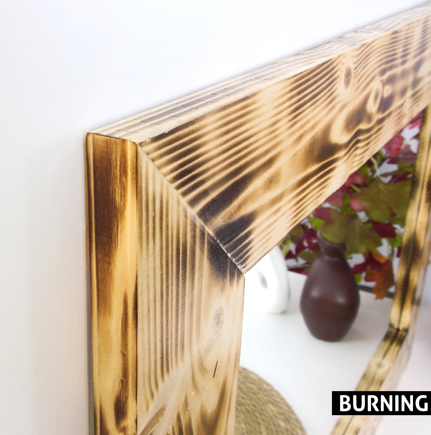 Stylish Black Wooden Wall Mirror - Elegant Home Decor for Living Room, Bedroom & Entryway - Perfect for Adding Depth & Style to Any Space