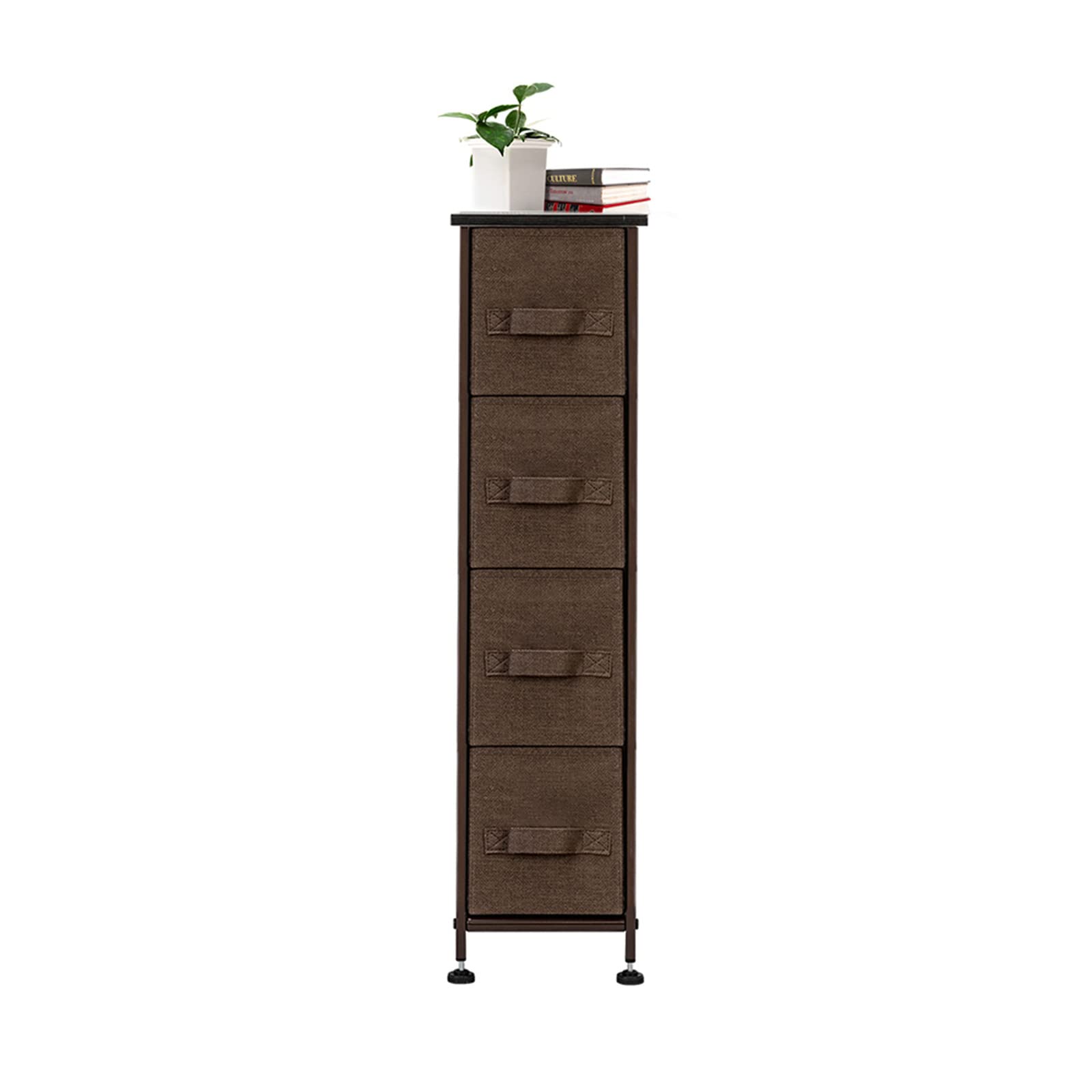 Tesmala Narrow Dresser with 4 Fabric Drawers - Slim Vertical Storage Tower with Metal Frame, 7.9