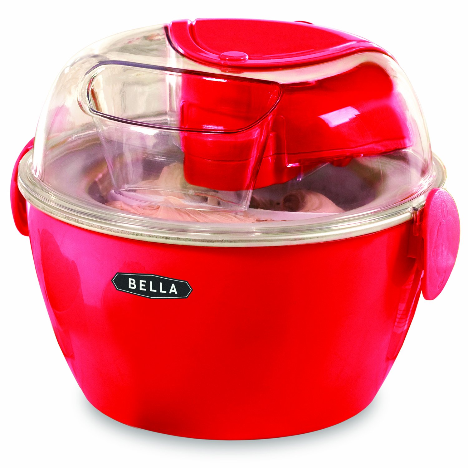 BELLA 13716 1-Liter Red Electric Ice Cream Maker - Homemade Frozen Yogurt & Gelato Machine for Kitchen, Party & Summer Treats