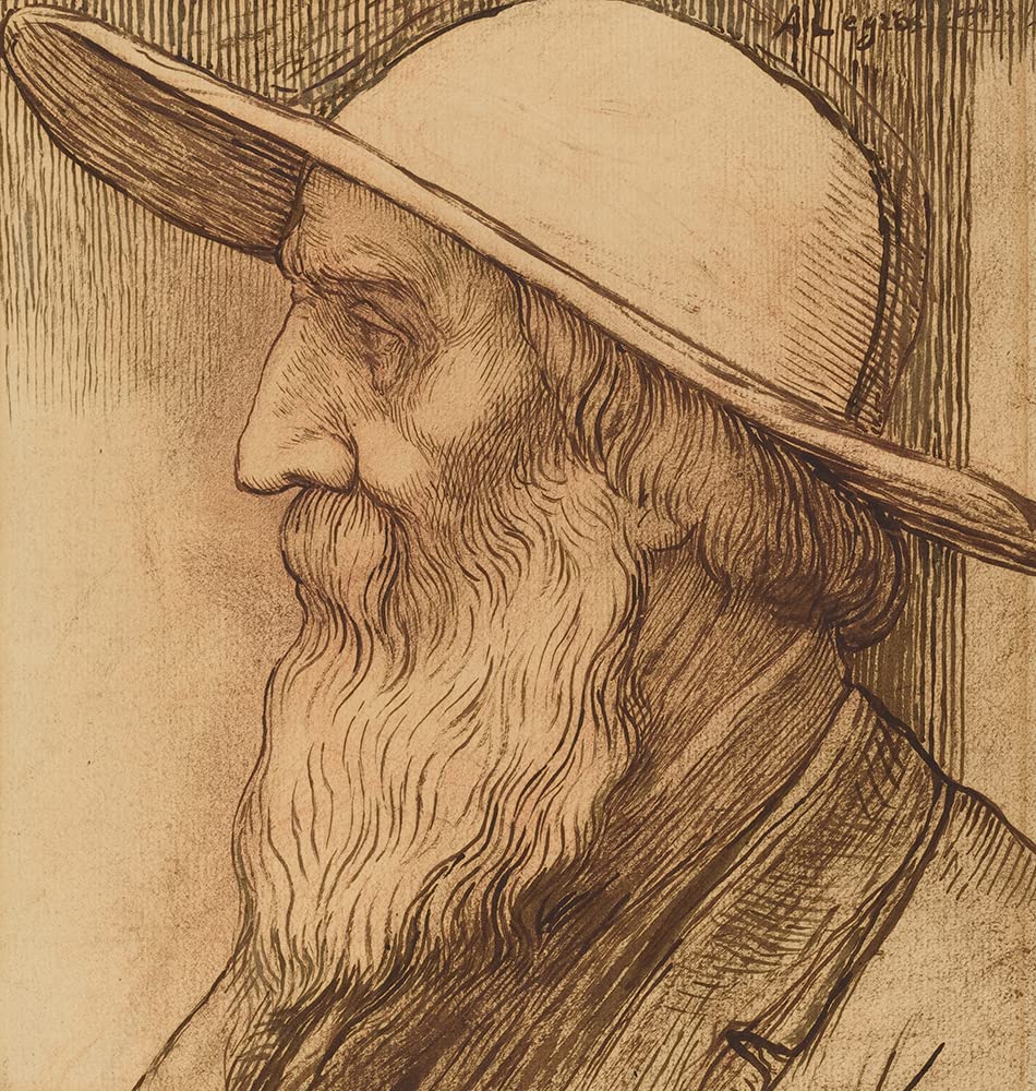 Alphonse Legros 'Head of an Old Man with Wide-Brimmed Hat' 20x21 Black Modern Framed Museum Art Print with Double Mat - Perfect for Living Room, Office & Gallery Wall Decor
