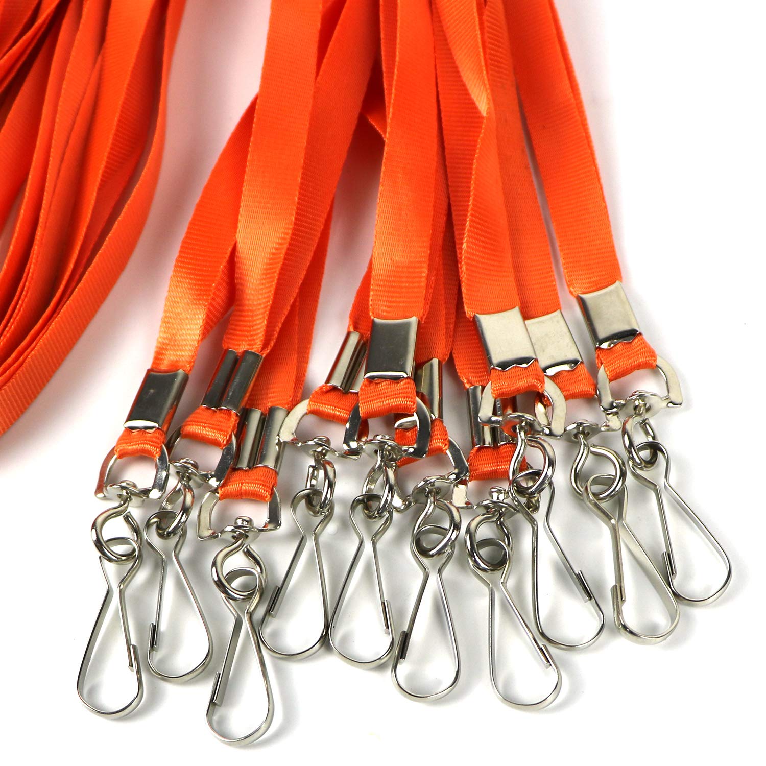 Premium Nylon Lanyards for ID Badges - 100 Pack (Orange) - Office, School & Cruise Use