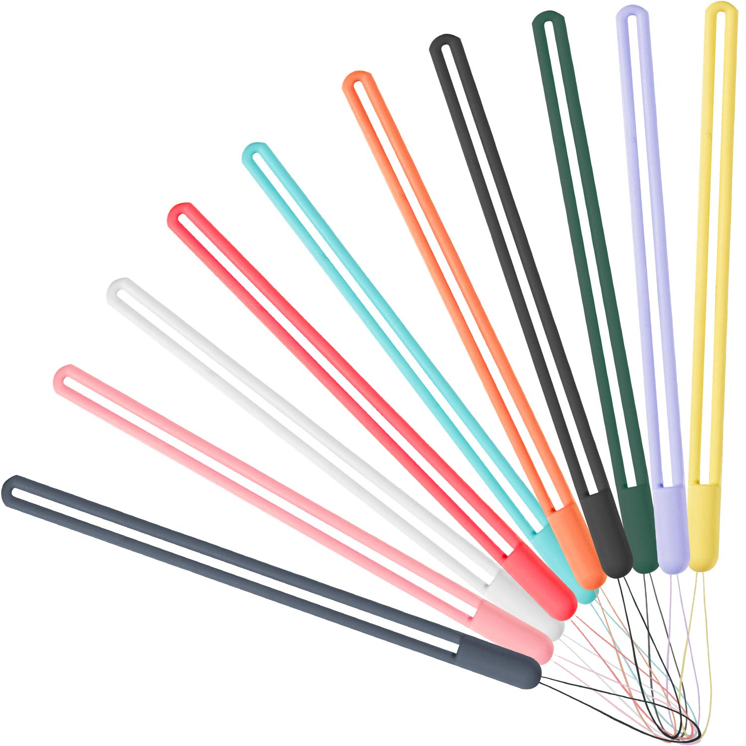 YOUOWO 10 Pcs Silicone Rubber Wrist Lanyards - Short Phone Straps for Cell Phone, Pen, Umbrella, Water Cup, Kettle, Camera, USB Thumb Drives, Keys, Badges - Perfect for Everyday Use, Travel, and Outdoor Activities