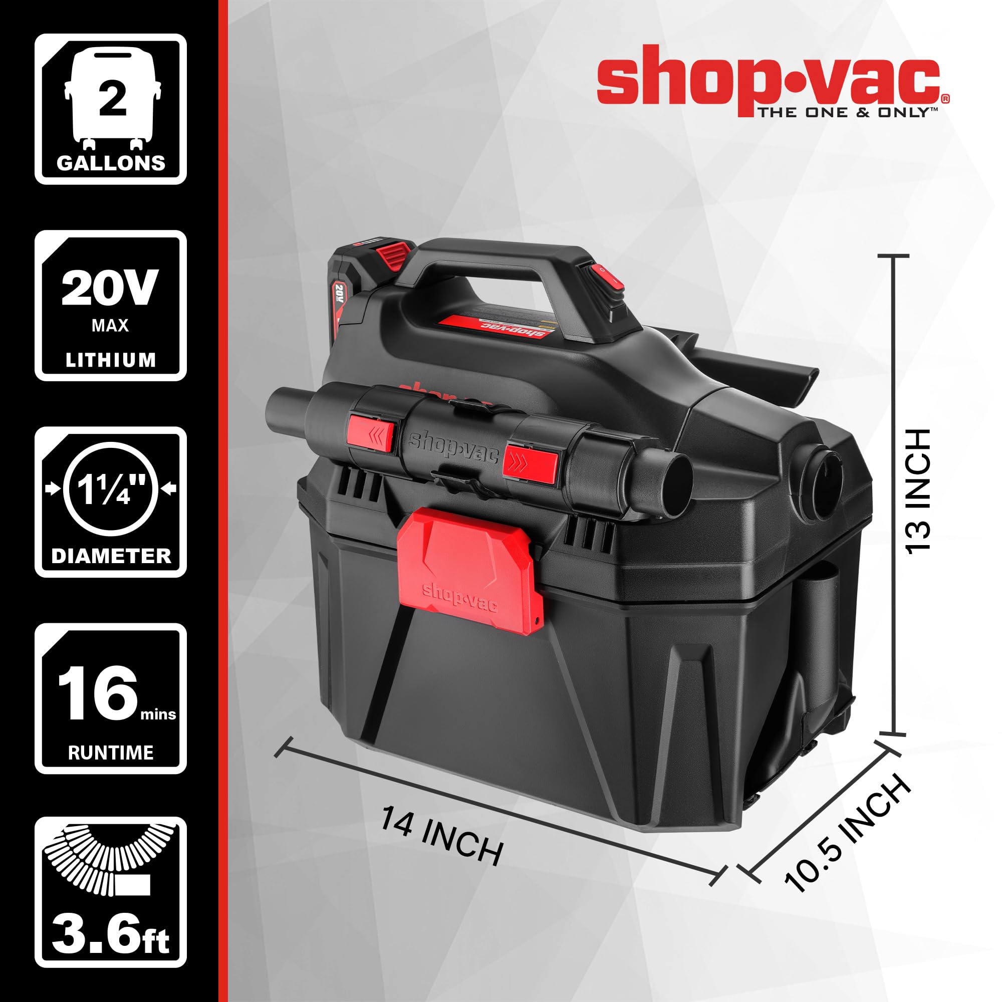 Shop-Vac 20V Cordless Wet/Dry Vacuum Cleaner - 3-in-1 Portable Shop Vac with Detachable Blower, Battery & Charger Included - Perfect for Jobsite, Garage, Car Cleaning & Workshop Use