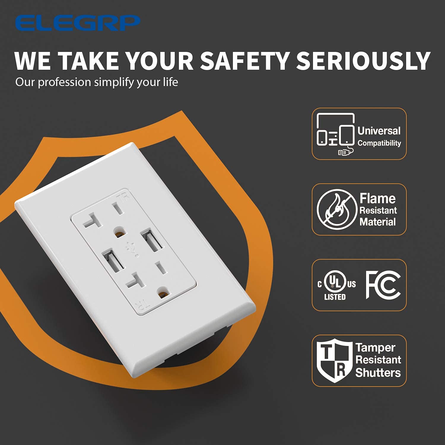 ELEGRP 4.0 Amp USB Charger Wall Outlet with Digital Dimmer Light Switch - Perfect for Home, Office, and Smart Lighting Control