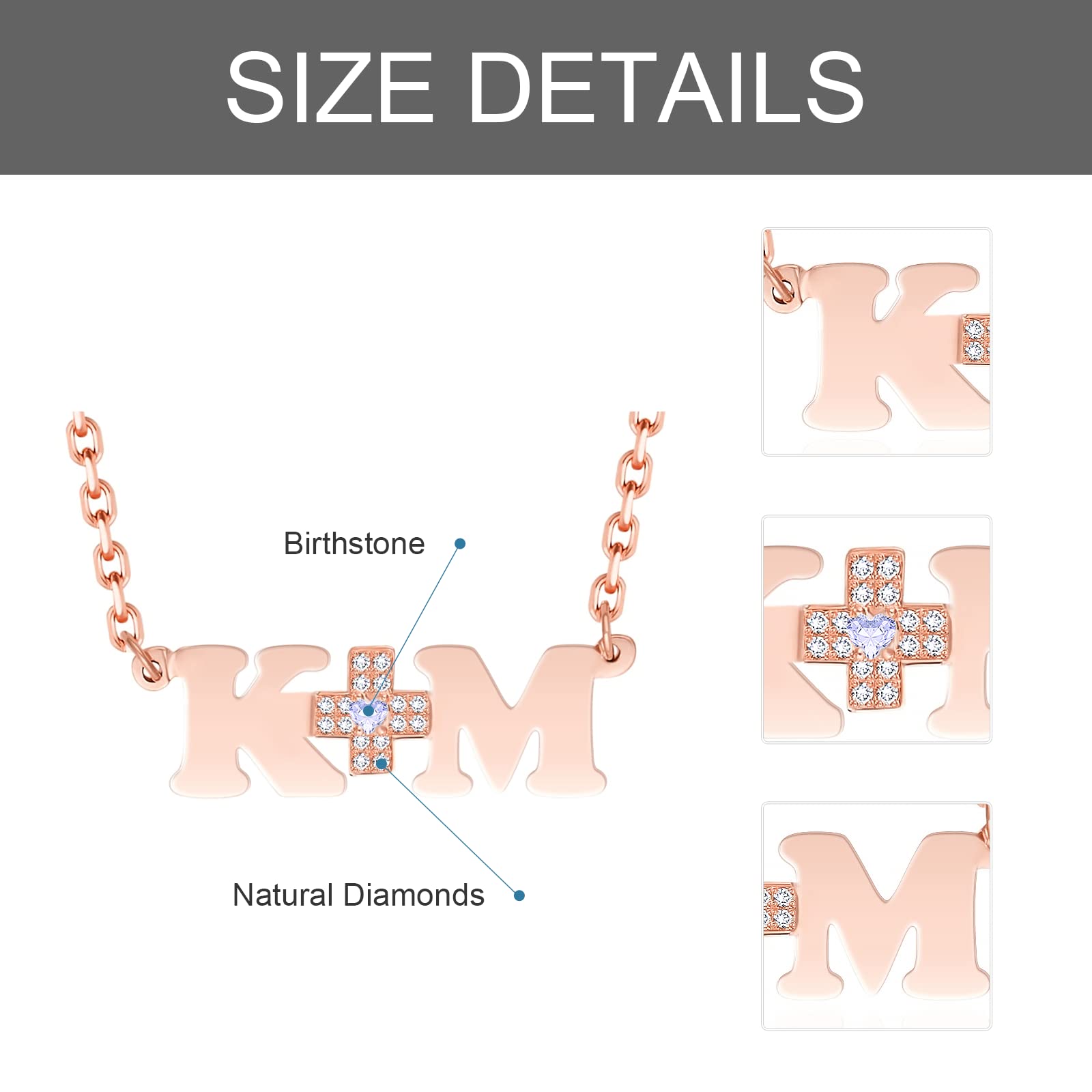 Personalized Name Necklace - 925 Sterling Silver Custom Initial Pendant with Natural Diamond & Birthstone | Crown & Heart Design in Yellow, White, Rose Gold | Dainty Jewelry for Women | Perfect Christmas, Birthday, Anniversary, Valentine's, Graduation, Mother's Day Gift for Her, Wife, Girlfriend, Mom, Sister | Everyday Wear, Date Night, Special Occasions