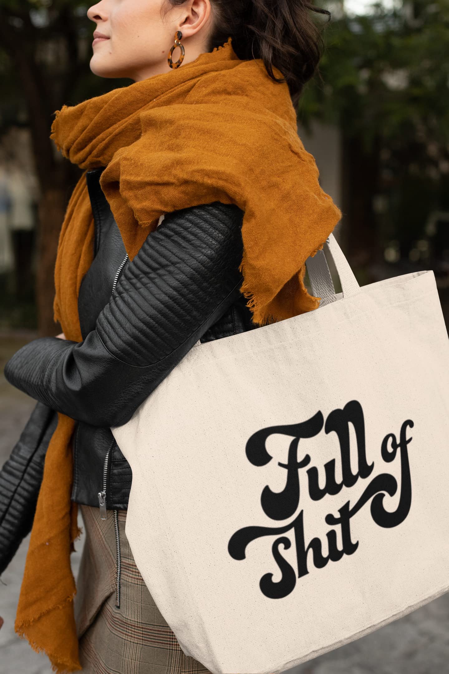 Funny Handmade Tote Bag - Full of Shit Gift for Women & Men | Large Unisex Tote for Daily Use