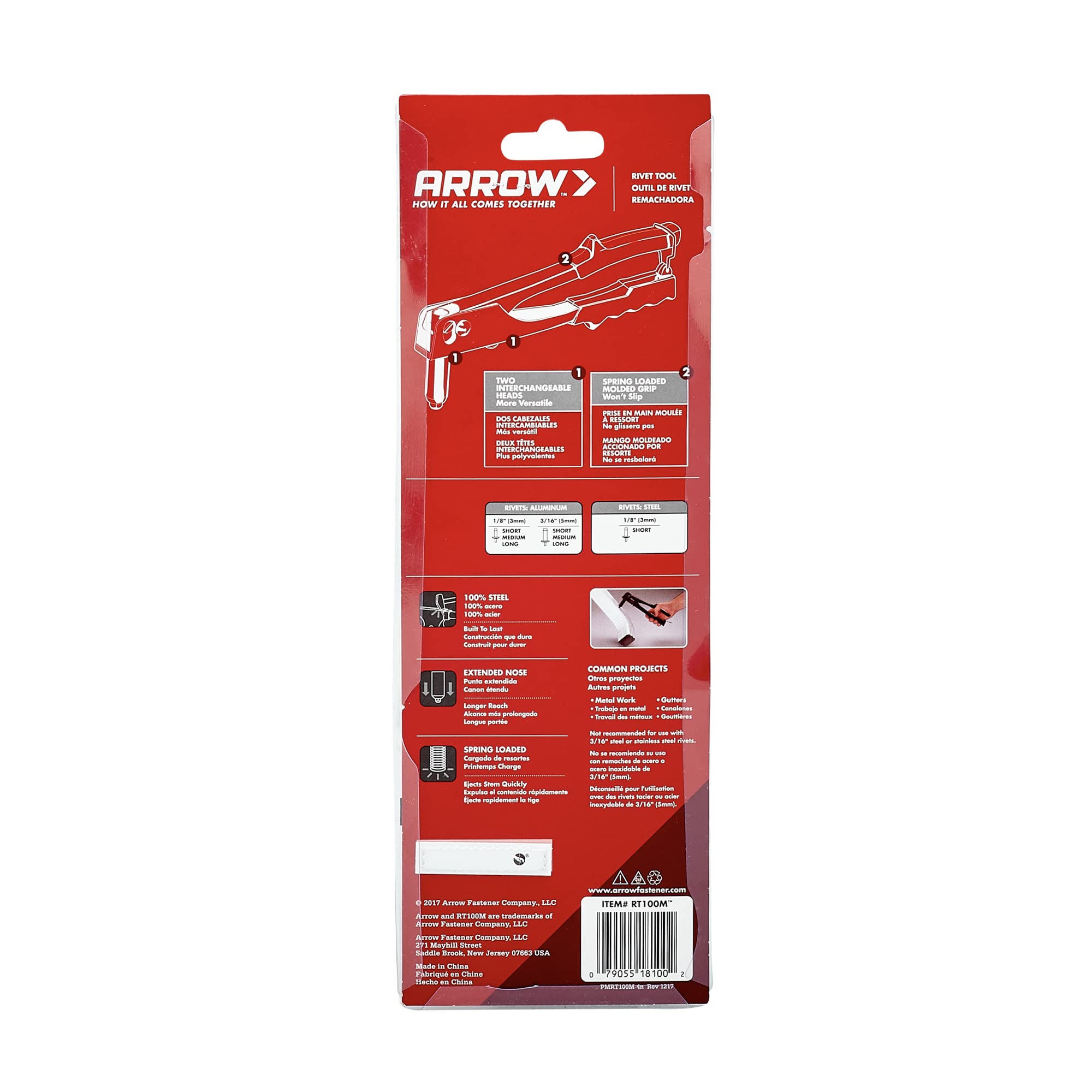 ARROW ECONOMY Heavy Duty Rivet Gun Kit - Professional Hand Riveter for Metal, Plastic, Leather - Perfect for DIY, Automotive, HVAC & Home Repair Projects