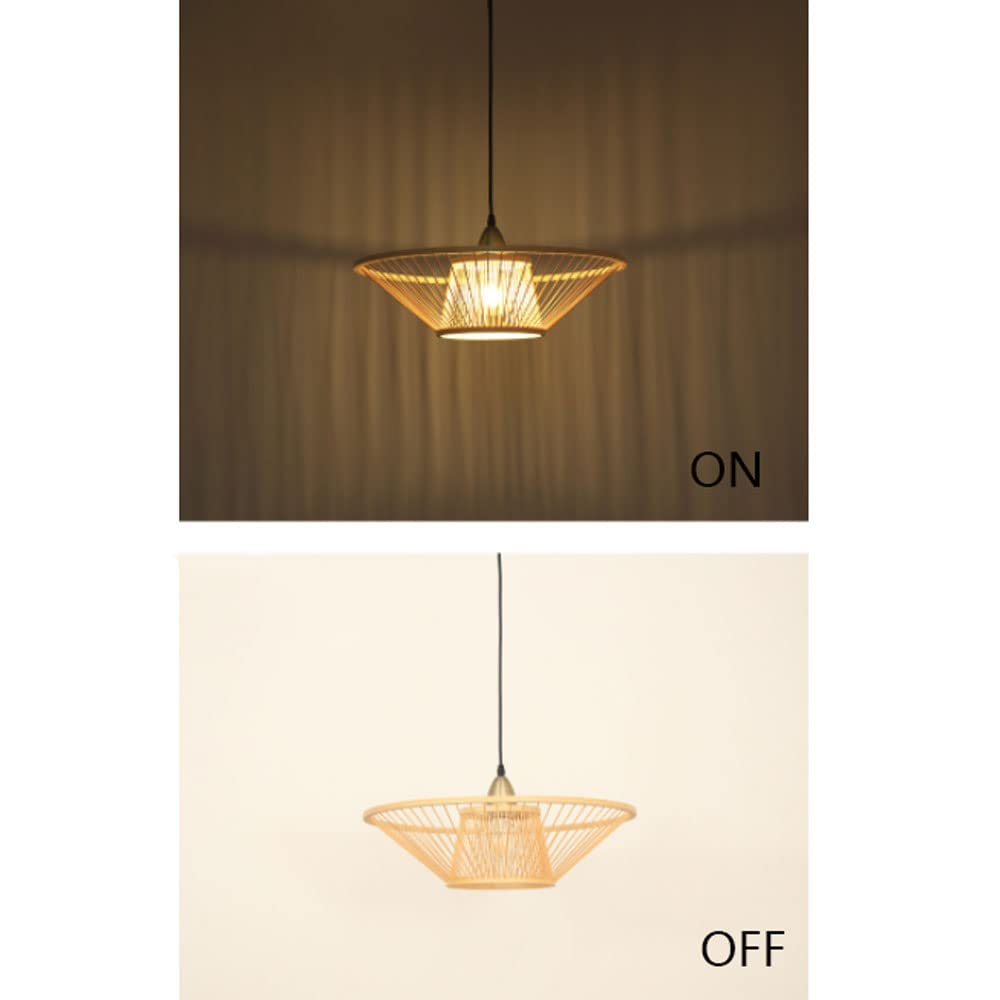 Natural Bamboo Pendant Light Fixtures - Handwoven Wicker Rattan Lamp Shades & Chandeliers for Hotel, Coffee Shop, Restaurant, Bar Decor - Eco-Friendly Hanging Lights for Indoor Bohemian & Coastal Style Spaces (Bulb Not Included)
