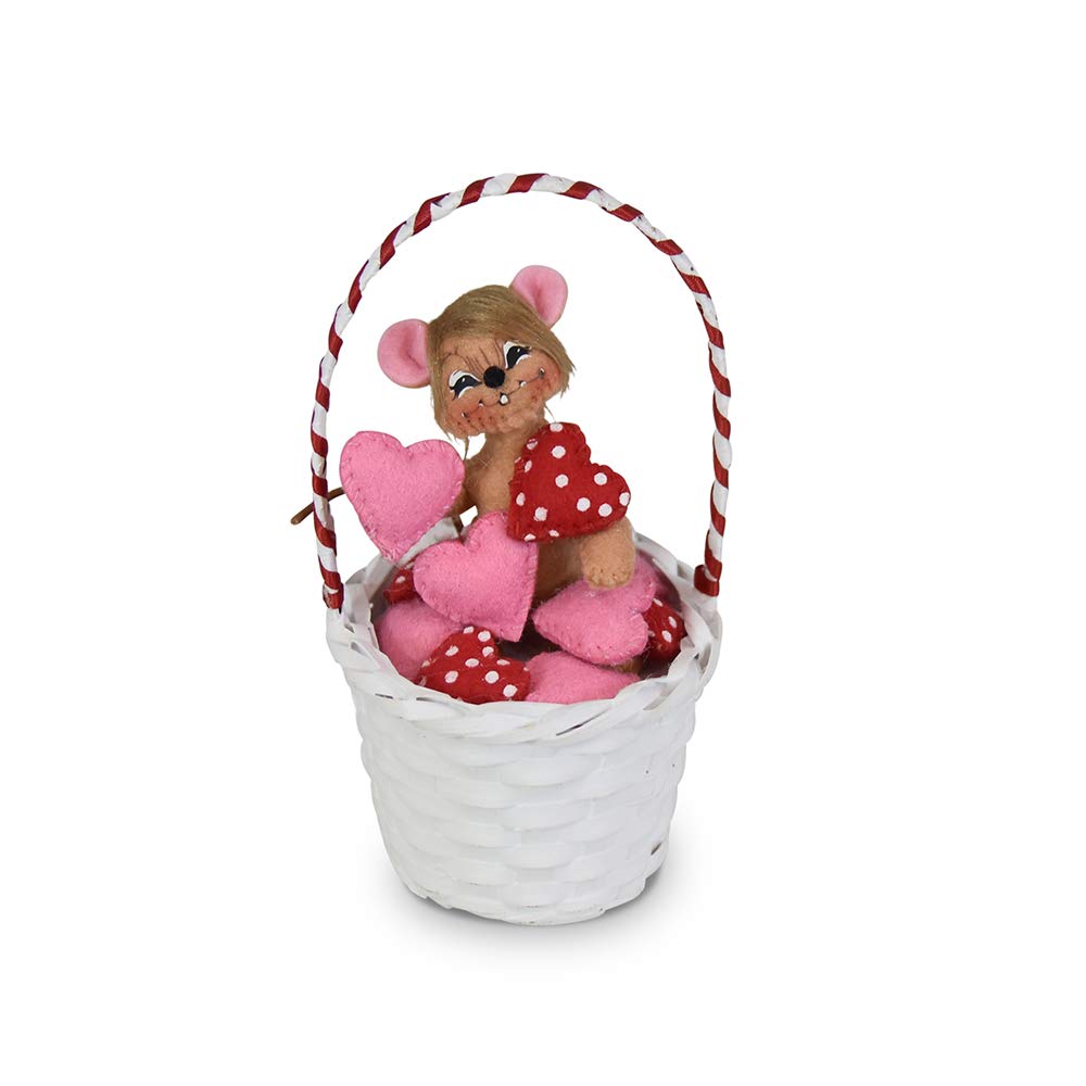 Annalee 3-inch Basket of Love Mouse Figurine - Perfect for Valentine's Day Gifts, Home Decor & Collectibles