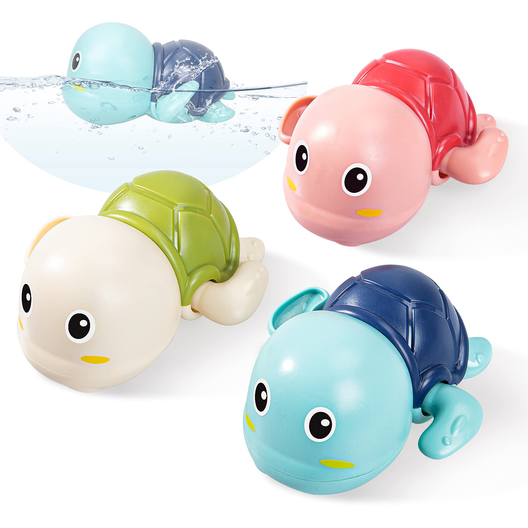 LODBY Fun Swim Turtle Bath Toys Set for Toddlers - 3 Pack Baby Bathtub & Pool Bath Toys for Sensory Play and Water Learning