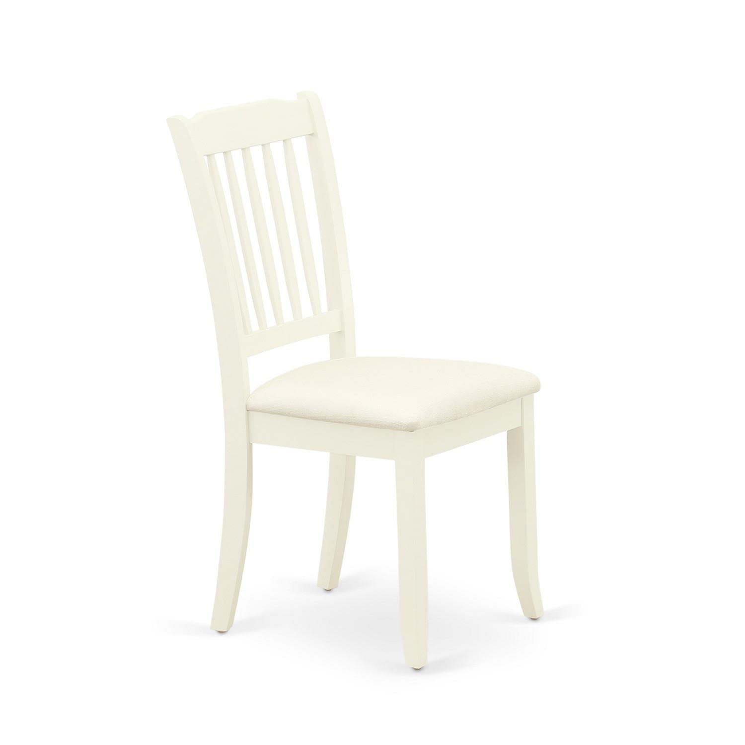 East West Furniture DAC-LWH-C Danbury Dining Room Chairs Set of 2 - Linen Upholstered Wooden Chairs in White | Modern Kitchen & Dining Room Furniture for Home Decor
