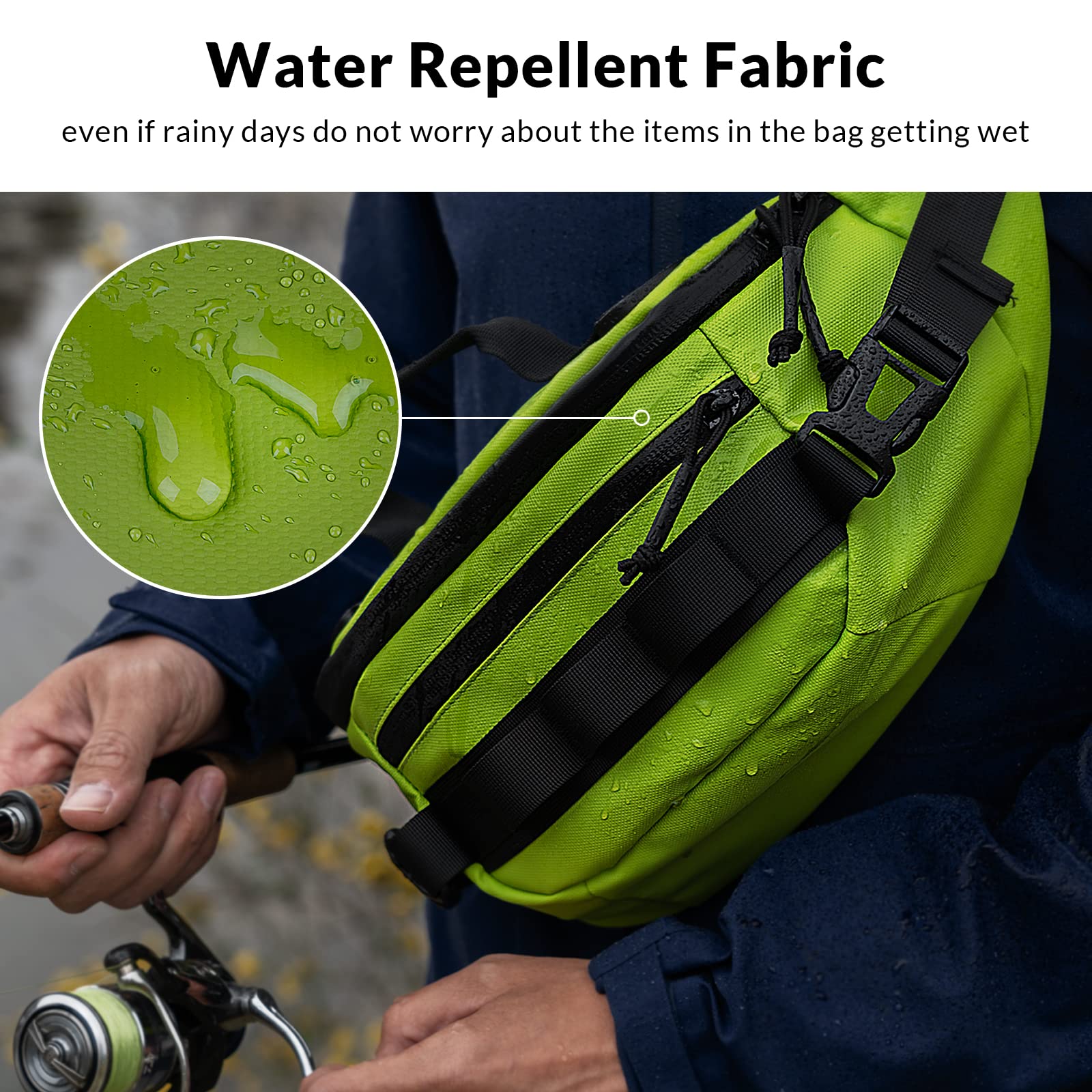 THKFISH Waterproof Fishing Tackle Waist Bag for Men & Women - Portable Outdoor Sling Pack for Fly Fishing, Hiking & Camping Gear Storage