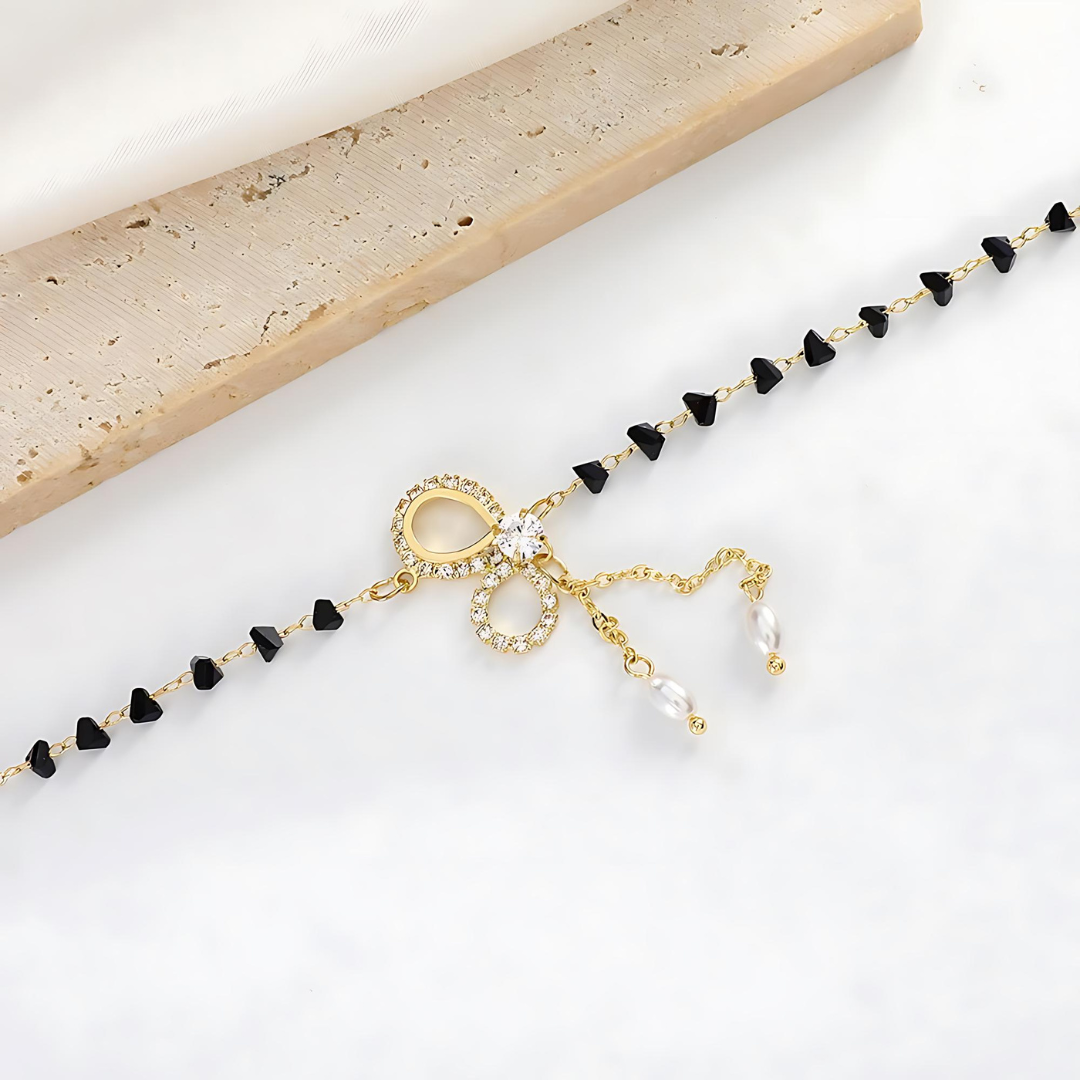 Trillion Crystal Bow Choker Necklace with Tassel - Elegant Y Necklace for Women | Perfect for Prom, Wedding, Party & Date Night Jewelry Gift