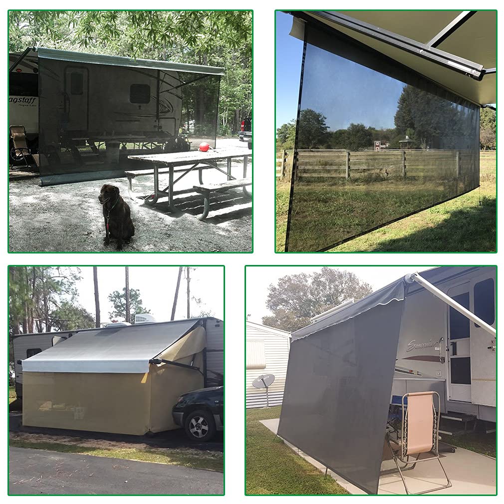 Leaveshade RV Awning Sunshade Screen 7' X 12' 3'' - UV Blocking Mesh Sun Shade for 13' RV Awnings, Motorhomes & Camping Trailers - Patio Canopy with 3 Year Warranty (Gray) - Perfect for Outdoor Camping, Picnics & RV Park Shade