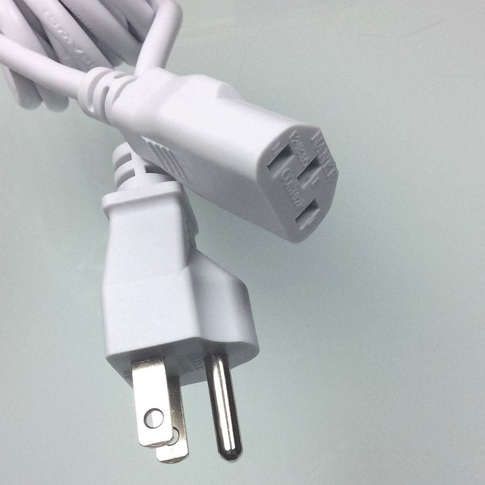 15Ft Extra Long White AC Power Cord Cable - Pure Copper Wire Core for Computer, TV, Printer, Monitor - Durable & Safe Power Supply for Home & Office Use