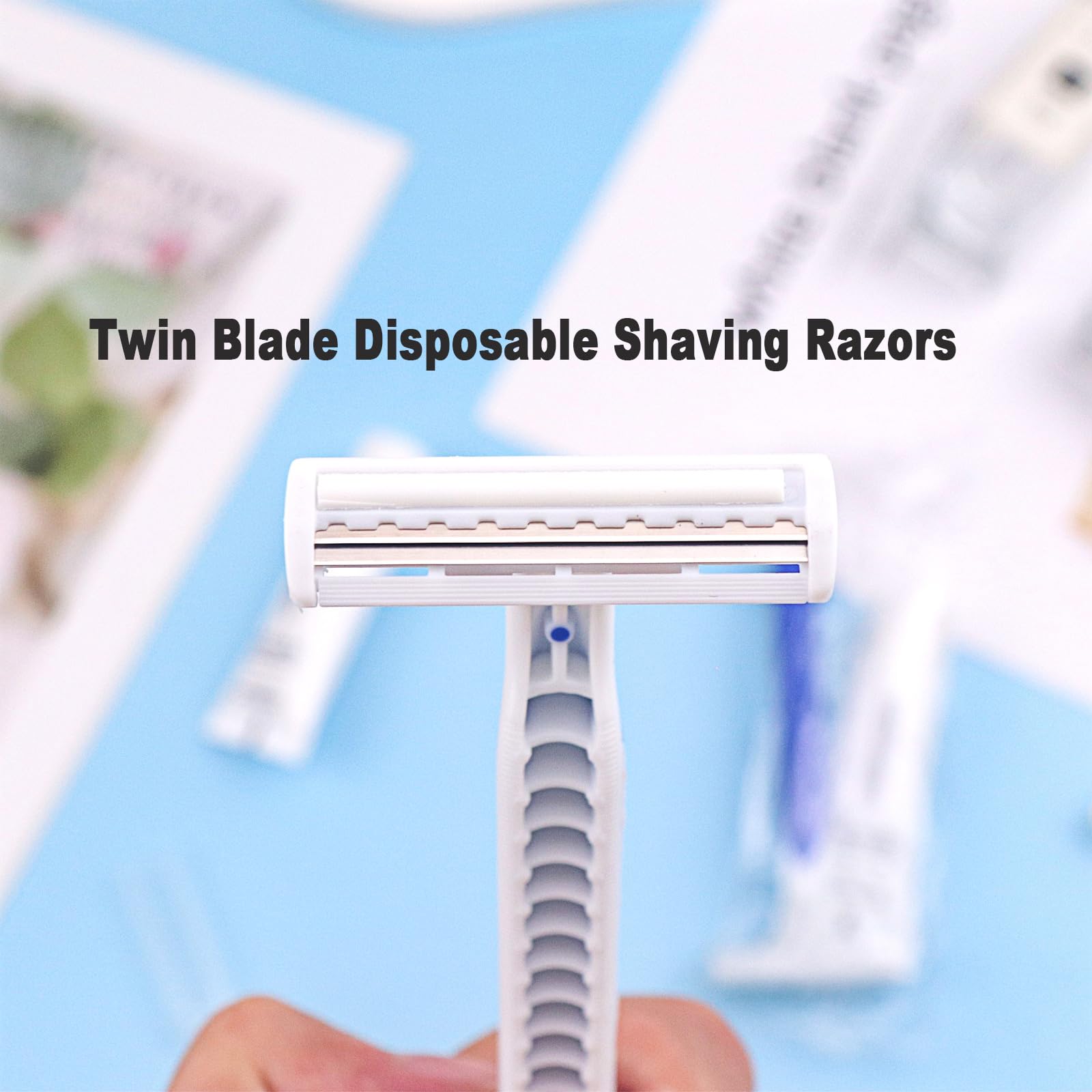 60 Pack Bulk Disposable Razors - Twin Blade Shaving Razors with Clear Cap & 10g Shaving Cream - Individually Wrapped for Hygiene - Perfect for Travel, Hotels, Shelters & Charity Donations - Smooth Shaving Solution for Men & Women