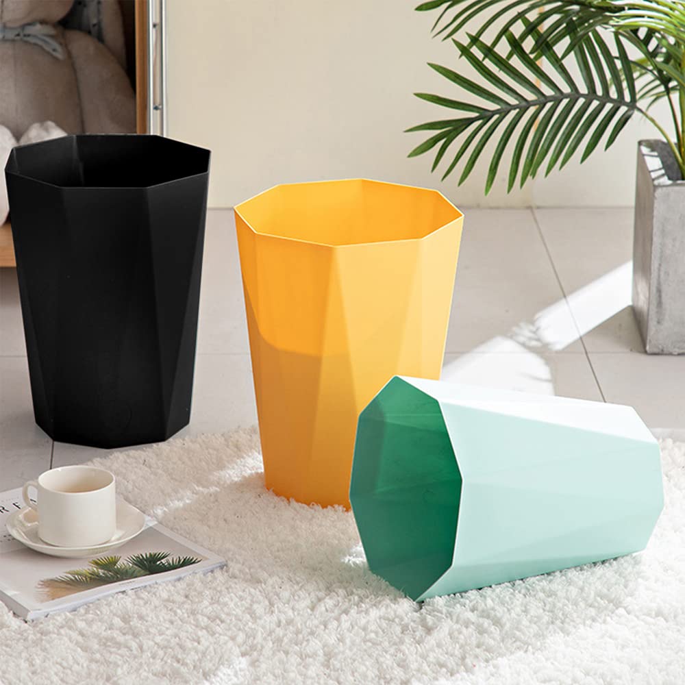 2-Pack Black 2.6 Gallon Plastic Trash Can - Small Waste Basket for Bathroom, Office, Bedroom & Kitchen | Space-Saving Garbage Bin for Home & Office Use