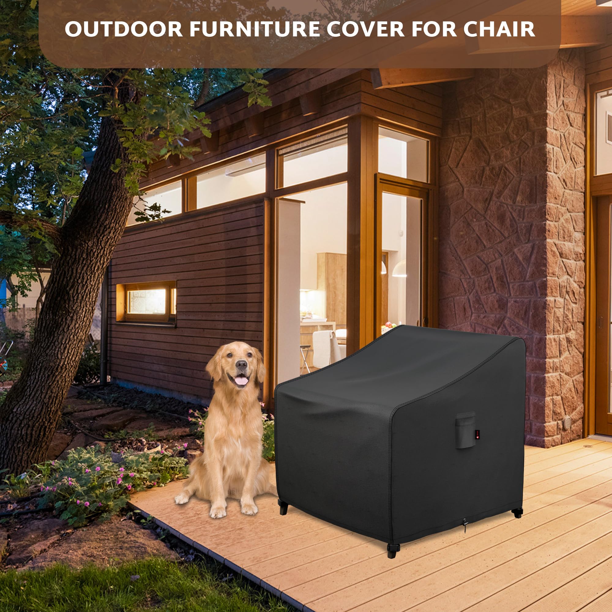 Waterproof Outdoor Chair Covers 33x34x31 Inch - 2 Pack Heavy Duty Patio Furniture Protection Covers for All Weather, Windproof & UV Resistant - Perfect for Garden, Deck, Poolside and Backyard Use
