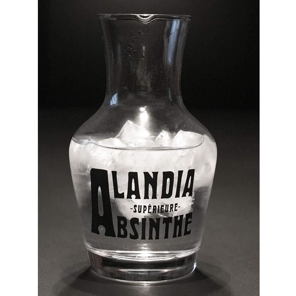 Premium Absinthe Carafe Set with 4 Glasses & Spoons - ALANDIA Original Handcrafted Mouth-Blown Glass Barware - 19th Century Bohemian Style for Home Bar, Cocktail Parties & Gift Giving
