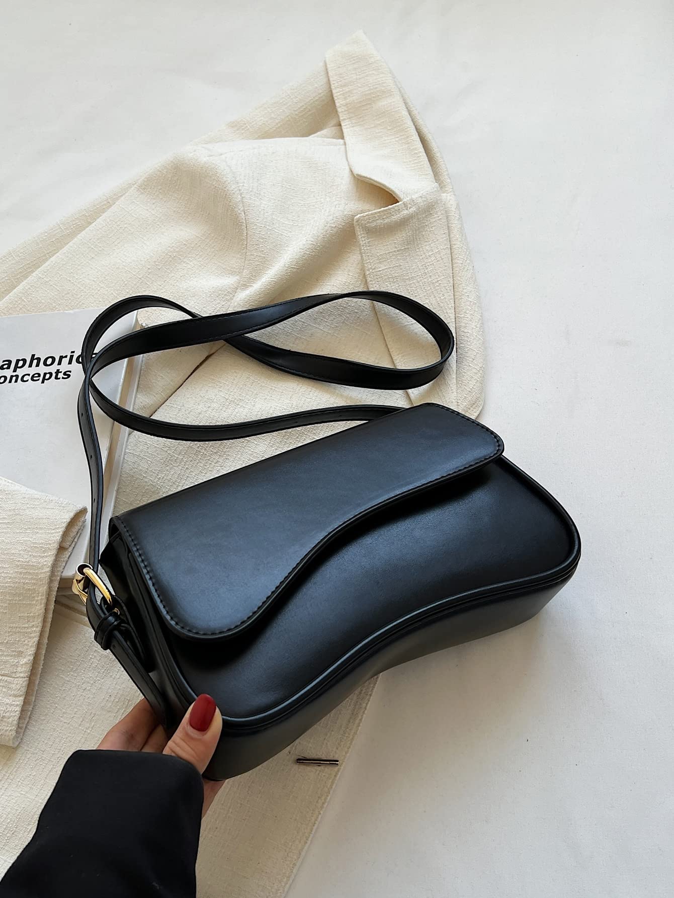 Verdusa Women's Genuine Leather Shoulder Bag - Trendy Hobo Crossbody Handbag with Y2K Saddle Flap Design - Perfect for Work, Travel & Evening Events