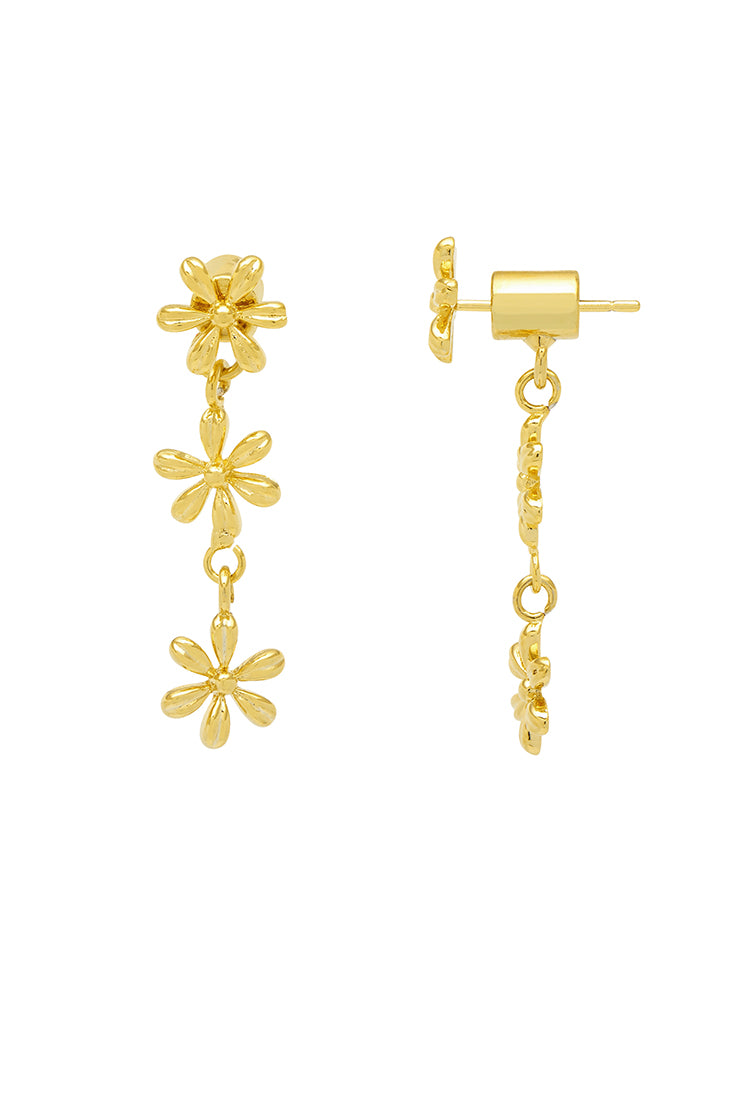 Elegant Trio Flower Drop Earrings for Women - Dainty Floral Dangle Earrings for Party, Wedding & Everyday Wear