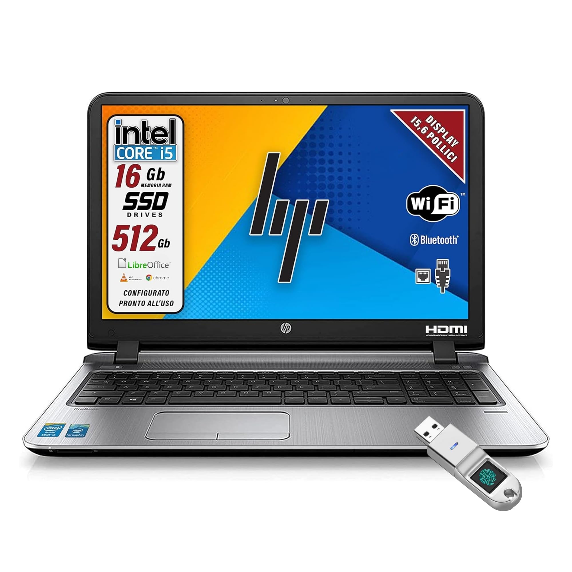 Refurbished HP ProBook Laptop - Intel Core i5-6th Gen, 15.6