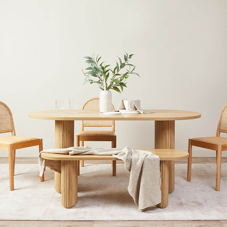 Amara 6-Seater Dining Table - Natural Wood Finish - Perfect for Family Dinners & Entertaining Guests