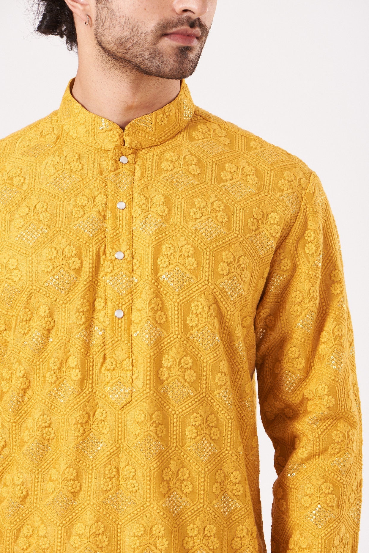 Mustard Yellow Embroidered Kurta for Women - Traditional Indian Tunic Top for Casual Wear & Festive Occasions