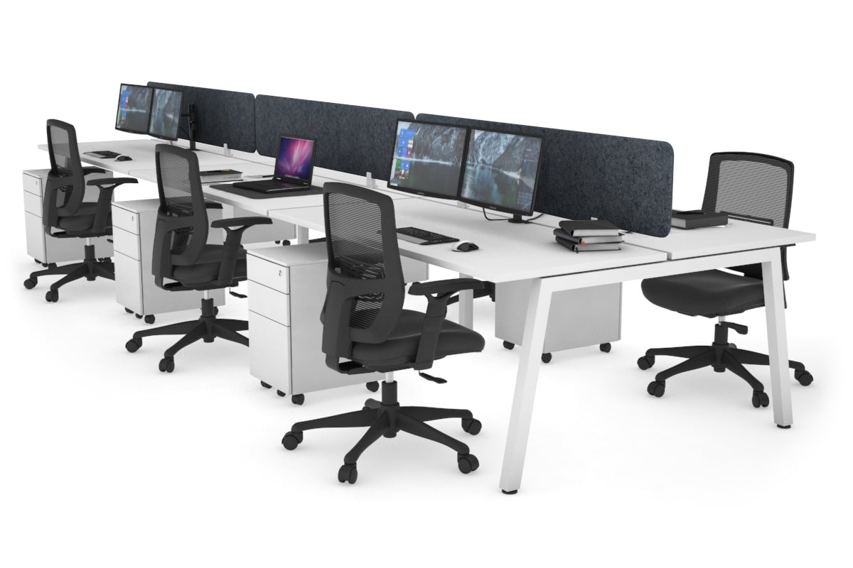 Quadro 6-Person Office Workstation Desk - 1600L x 700W Dimensions - Perfect for Team Collaboration, Conference Rooms & Open Office Spaces