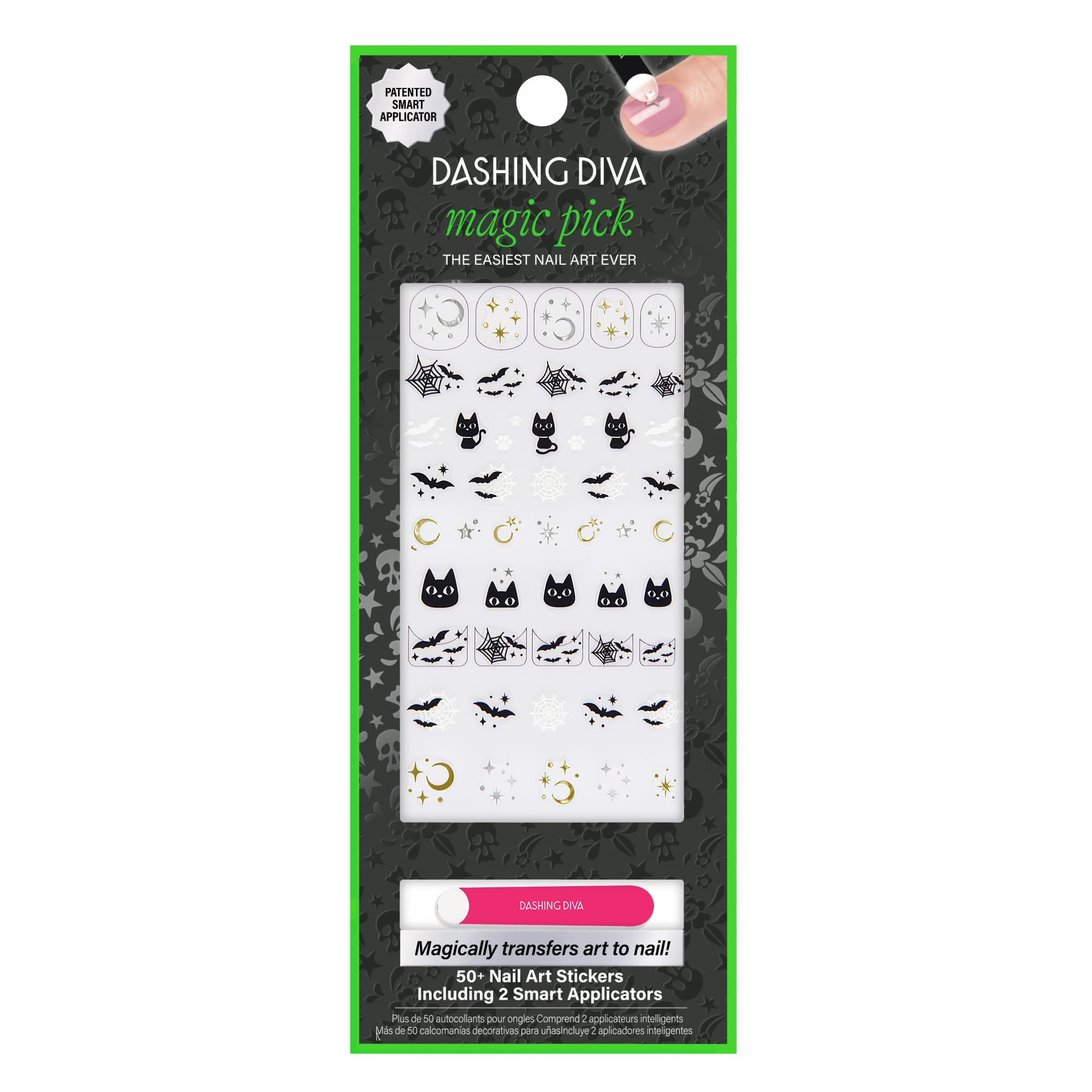 Dashing Diva Magic Press On Nail Stickers - Good Witch Design | 50+ Easy DIY Nail Art Stickers Kit with 2 Precision Placement Tools | Perfect for Halloween, Cosplay, Parties & Everyday Nail Art