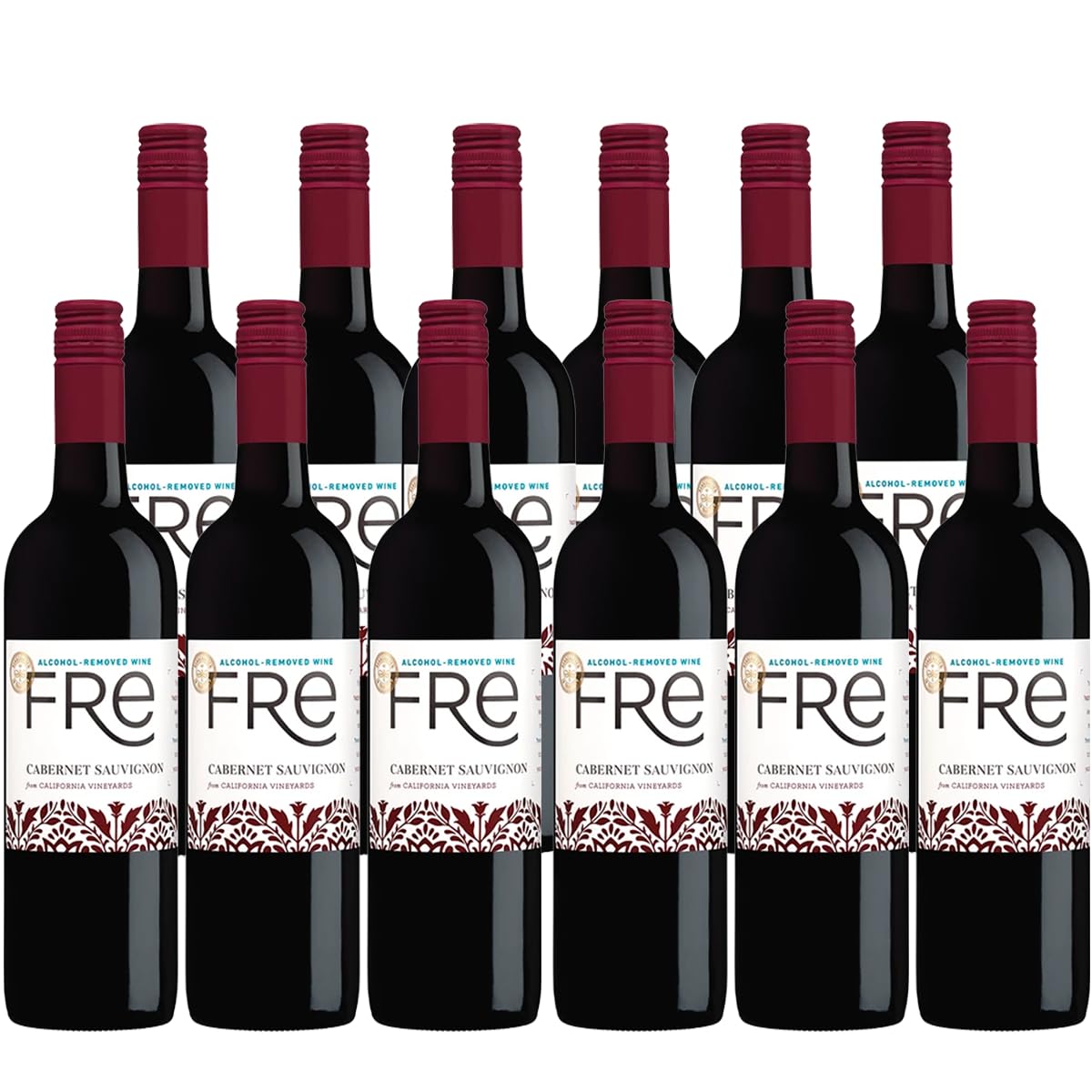 Sutter Home Fre Cabernet Non-Alcoholic Red Wine 12-Pack (750ml Bottles) | Alcohol-Free Wine Bundle with Phone Grip, Seasonal Pairing Guide & Recipes | Perfect for Parties, Gifts & Healthy Lifestyle