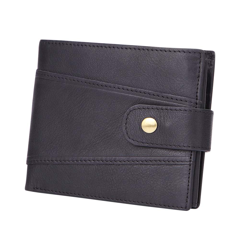 Vintage Leather Tri-Fold Wallet for Men & Women - RFID Blocking, Multi-Functional Card Holder Purse (Black) - Perfect for Travel, Business & Everyday Use